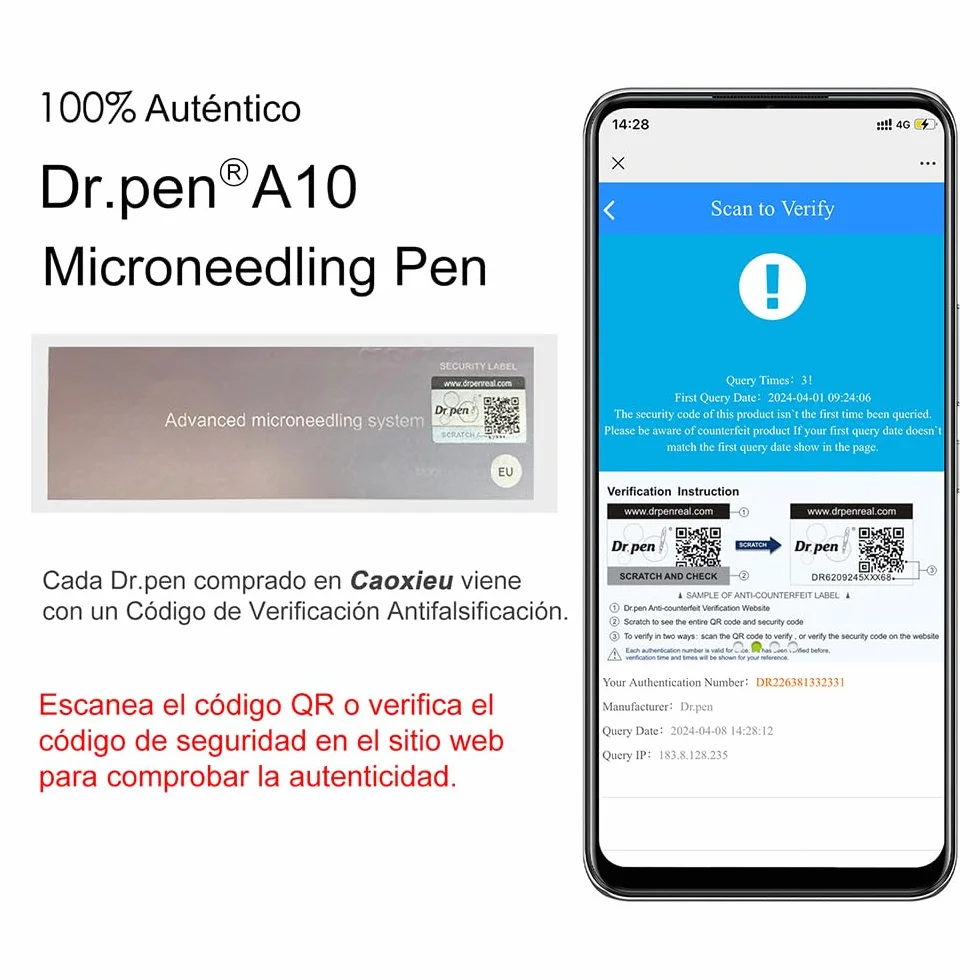 Dr.pen Ultima A10 Dermapen Profesional Inalámbrica con 5 Cartuchos para Cara y Crecimiento de Pelo