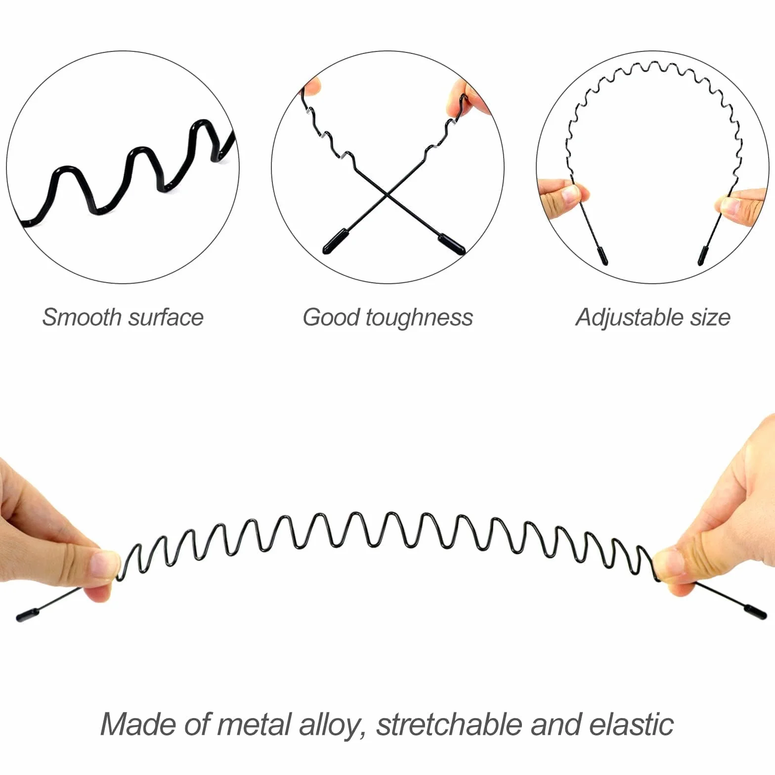 Diadema de Metal Ondulado 6 Piezas Hanyousheng Cinta de Pelo Antideslizante Elástica