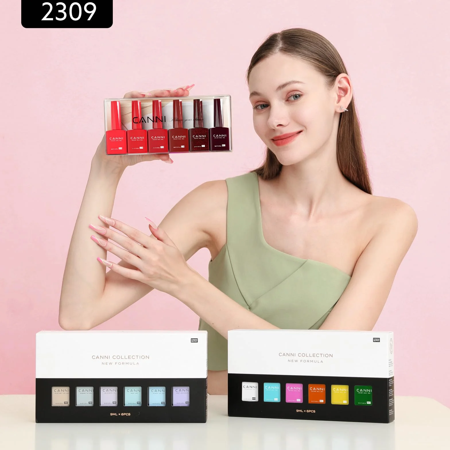 CANNI Esmaltes Semipermanentes de Uñas en Gel 6 Colores Rojo Brillante Intenso UV Gel Kit Nail Polish Set