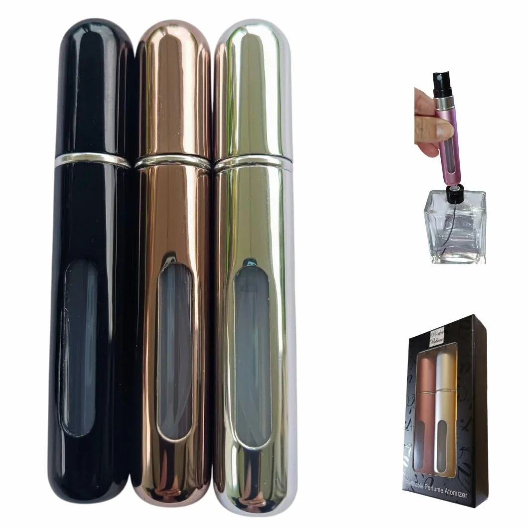 Atomizador Perfumes Recargable 3 PCS 8 ML Set Botes Colonia Viaje Porta Perfume Sin Fugas Negro Plata Cobre