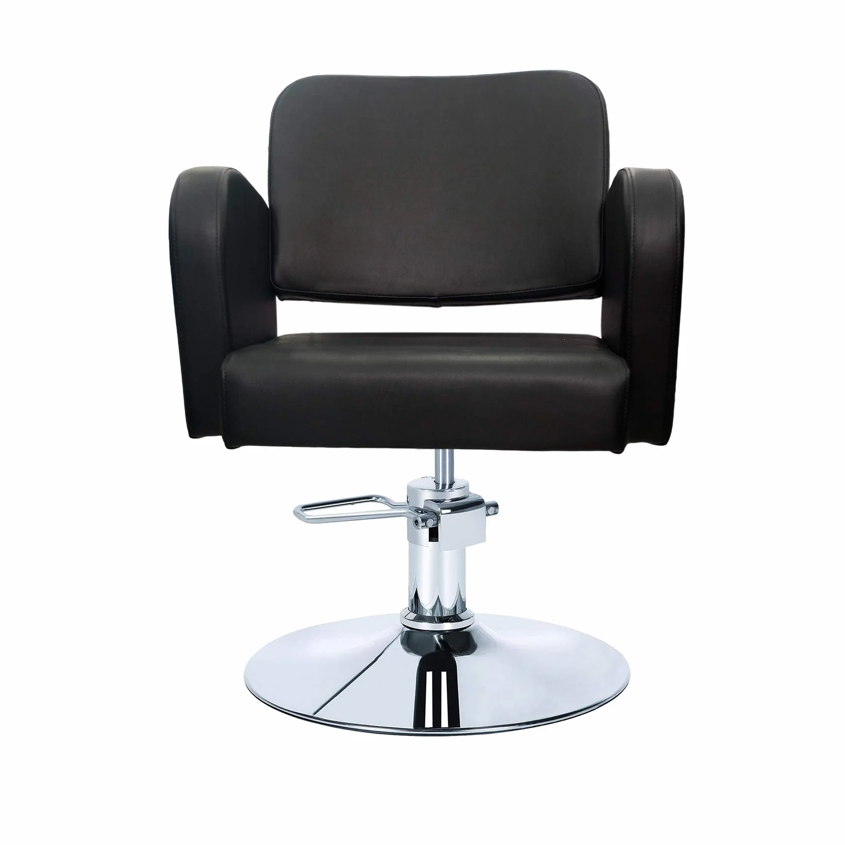 Sillón Profesional de Peluquería 360º Giratoria Base Fijo Apoyapies Metal Altura Regulable Asiento Suave Piel