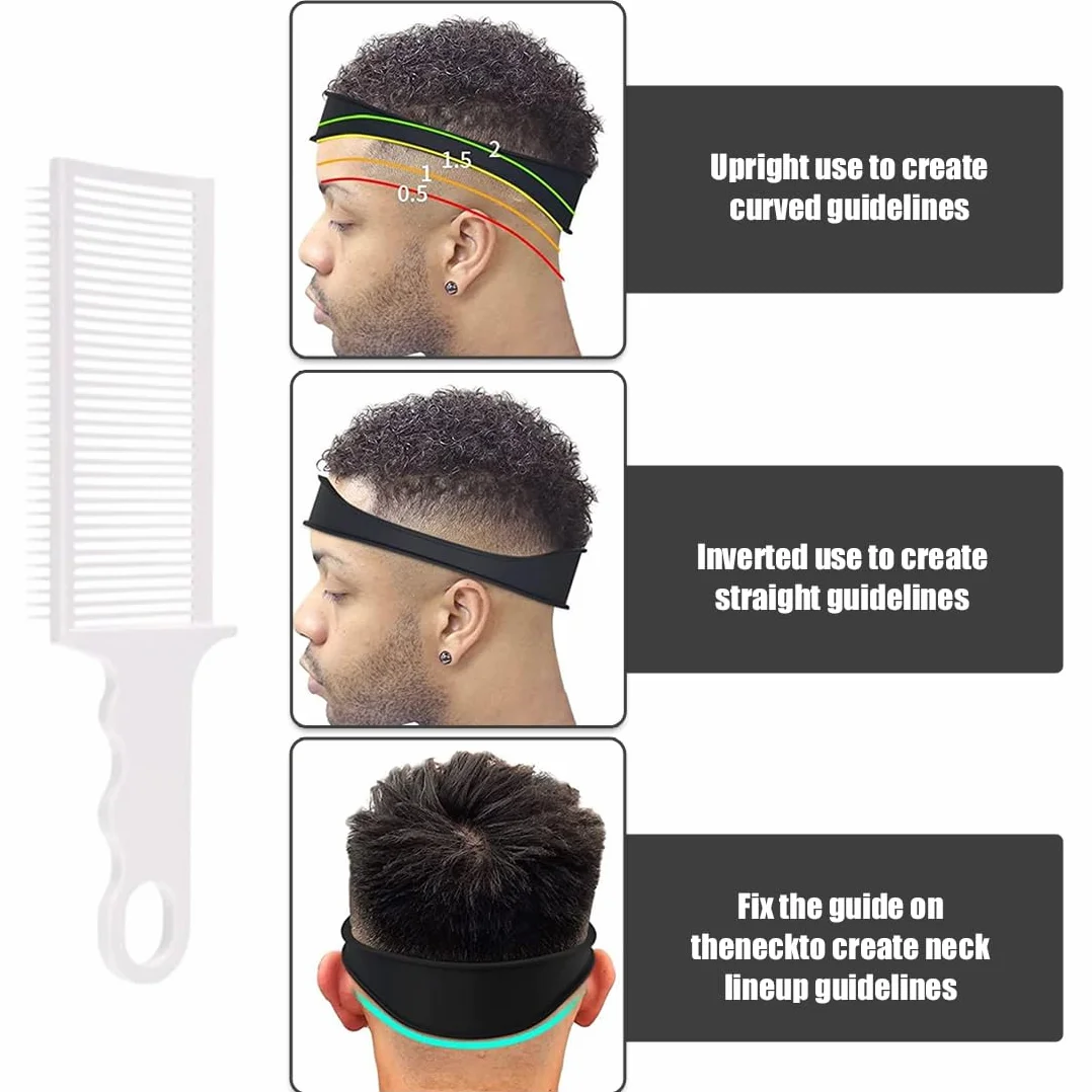 Guía de Corte de Cabello Ajustable Profesional para Cortes Hechos por Usted Mismo, Línea de Cabello de Cuello Recto (Negro)