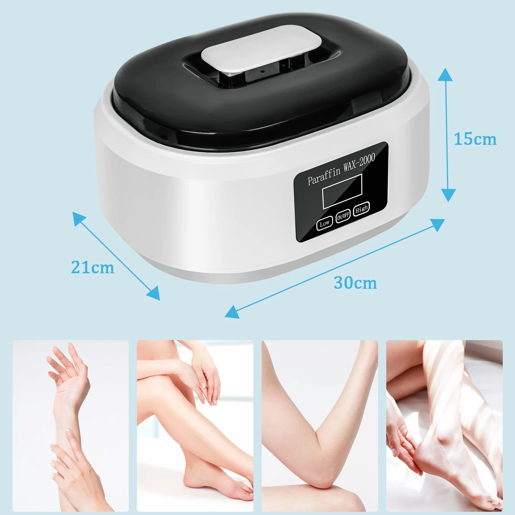 Baño de parafina para manos y pies, 3400 ml Calentador de parafina para piel seca y áspera, maquina parafina con 900 g de cera de parafina y accesorios, Gran regalo de spa - Blanco