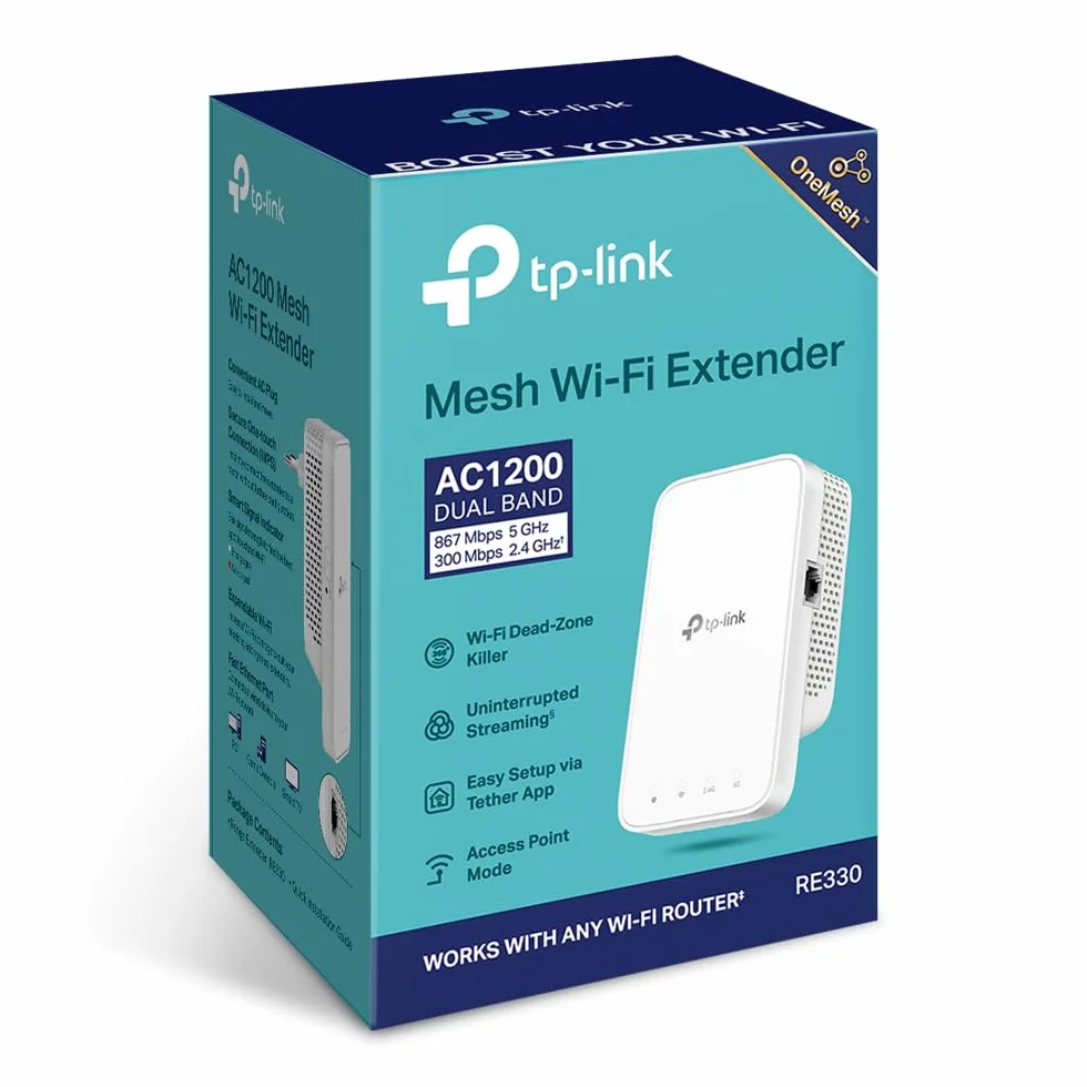 TP-Link RE330 WiFi Repeater AC1200 Extender z Portem Ethernet EasyMesh