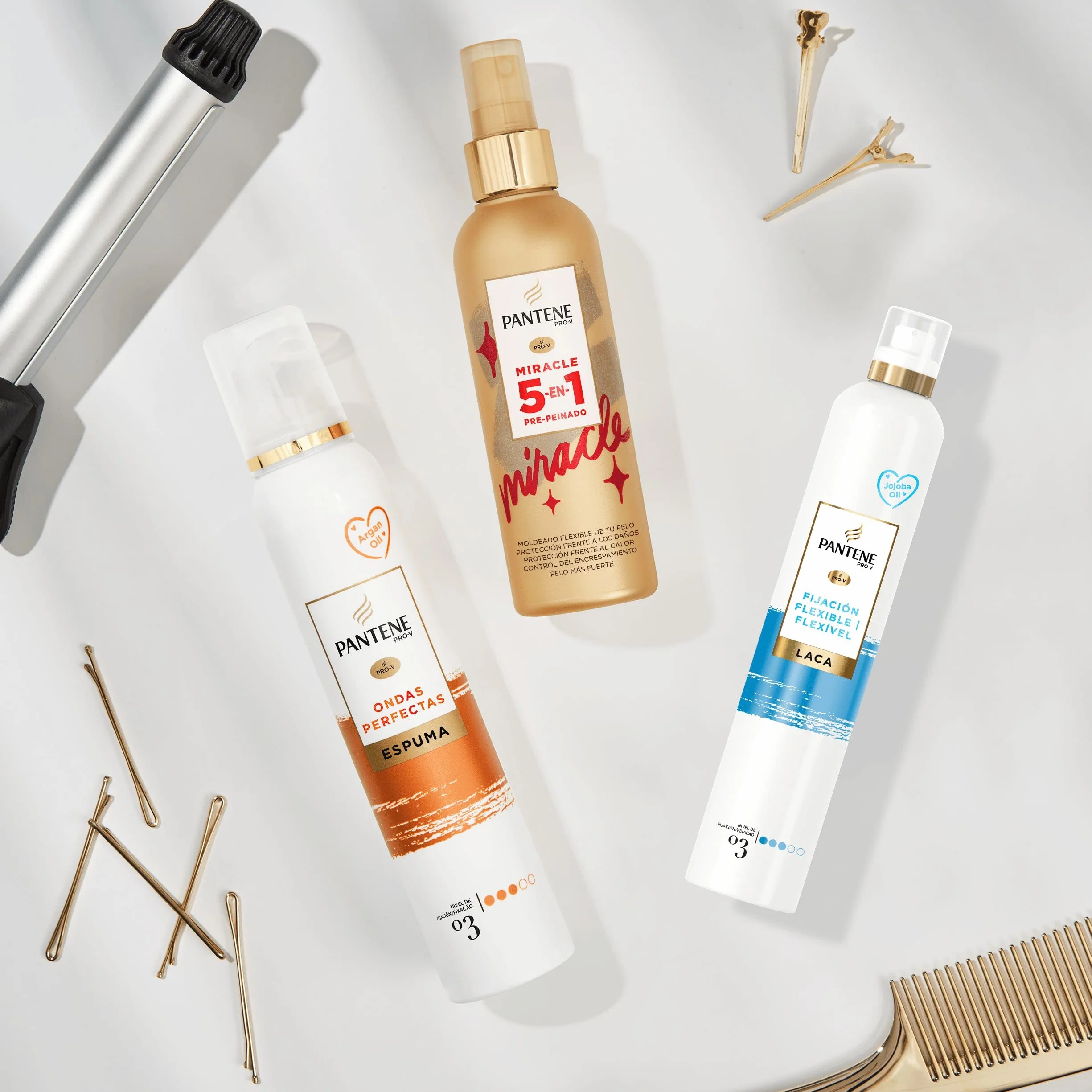 Pantene Pro-V Espuma Ondas Perfectas Nutritiva Protectora Calor Aceite Argán 300 ml