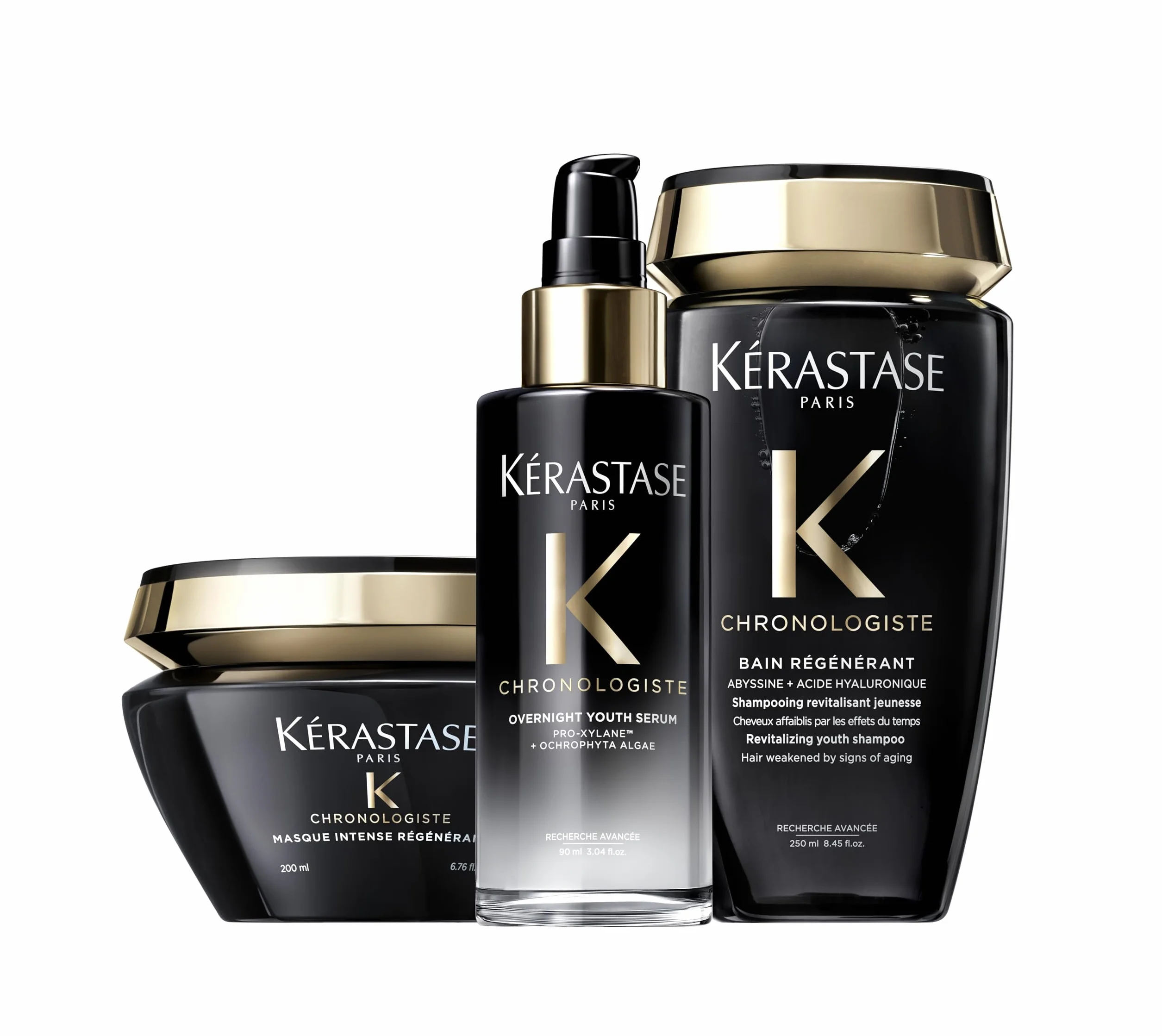 Kérastase Chronologiste, Sérum Capilar Rejuvenecedor de Noche, Cabello Debilitado por los Signos de Envejecimiento Capilar, Combate el Encrespamiento, Enriquecido con Pro-Xylane y alga Ocrófita, 90ml