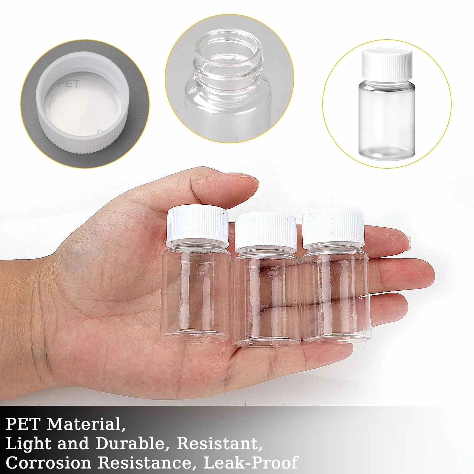 Botellas Pequeñas de Plástico 20 ml con Tapón de Rosca Reutilizables para Viajes Camping
