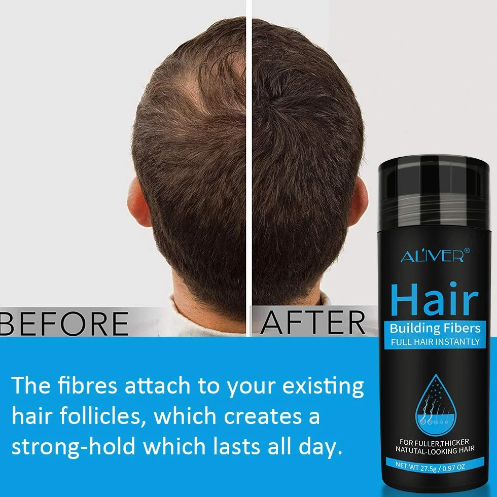 Hair Building Fibers Corrector de Pérdida de Capilares Fibra de Calidad Profesional Spray de Polvo para Adelgazar Cabello (Negro)