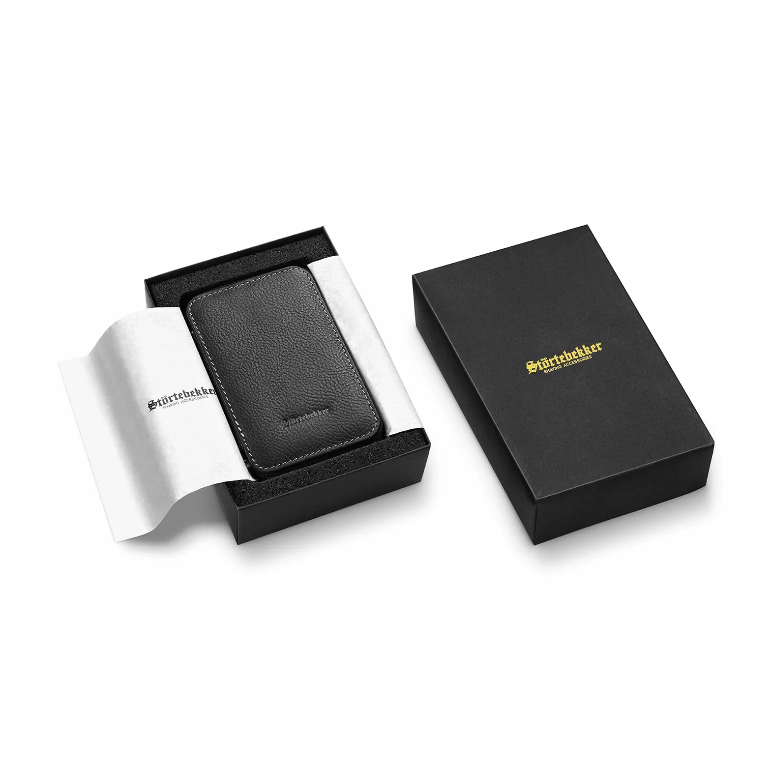 Funda para maquinilla de Afeitar prémium de Störtebekker® – Estuche de Piel auténtica – Producción sostenible y embalada, (Negro)