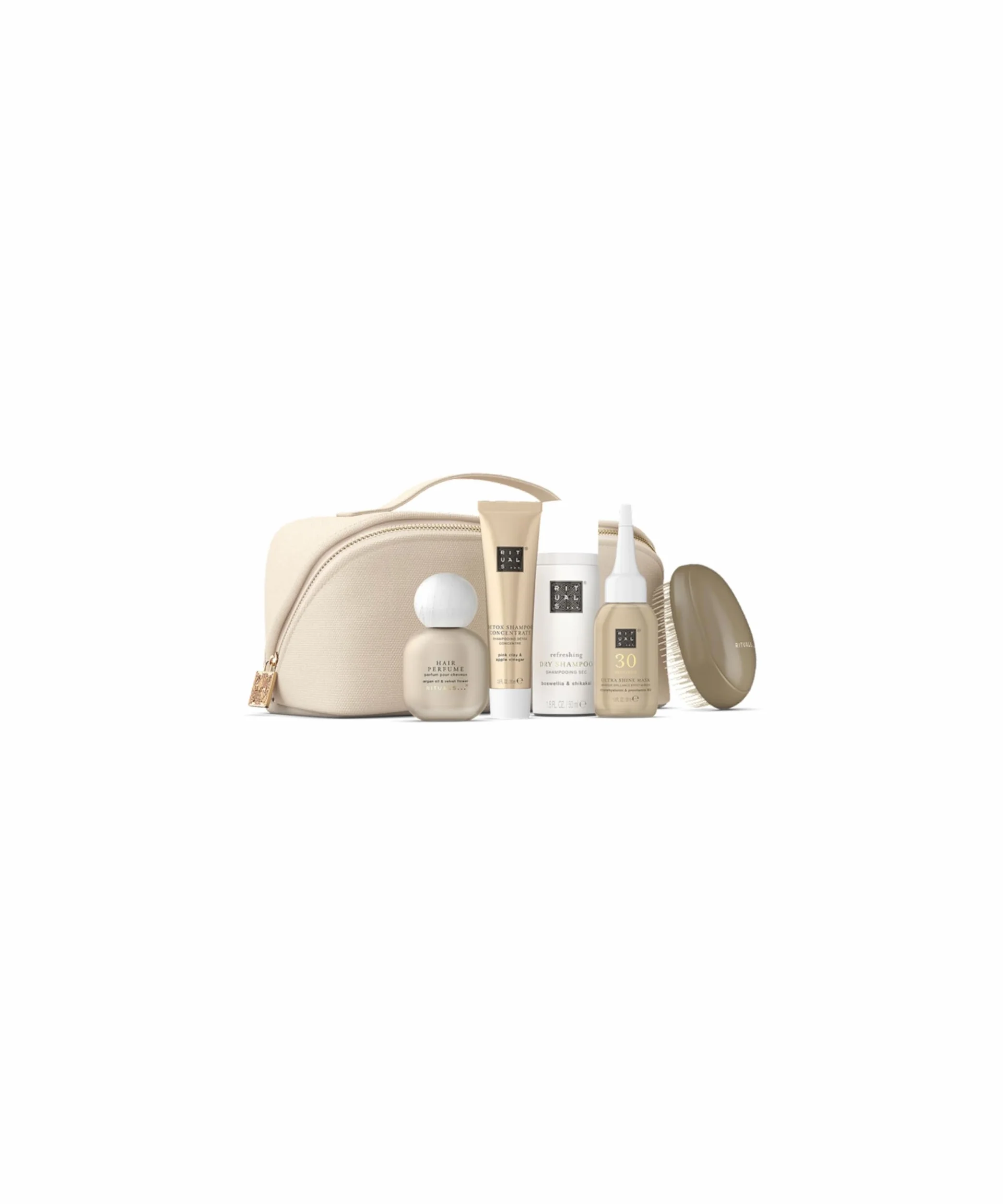 RITUALS Set de Viaje para el Cabello - 4 Esenciales con Champú Detox, Champú Seco, Mascarilla y Perfume