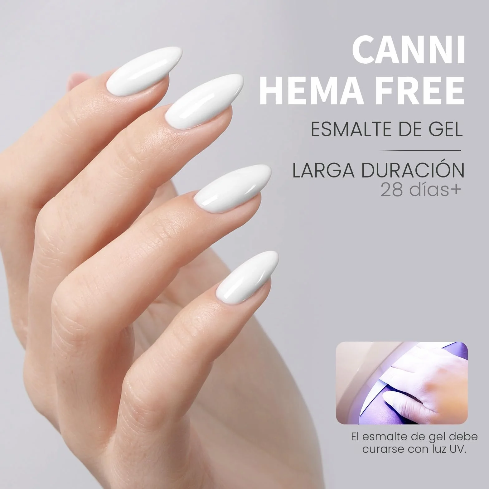 CANNI Esmaltes Semipermanentes de Uñas en Gel Blanco White Pintauñas Manicura