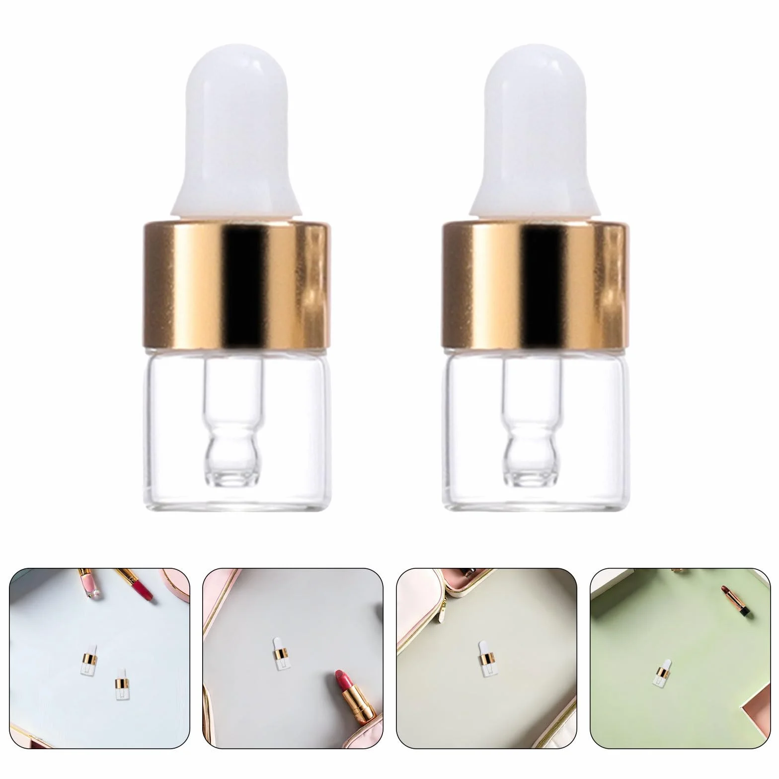 iplusmile 50 Unidades Botellas de Vidrio Pequeñas con Gotero de 1 ml para Aceites Esenciales