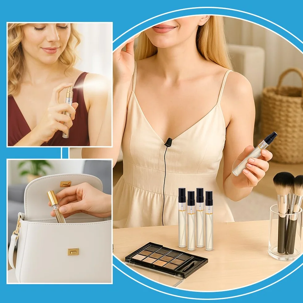 PH PandaHall 50 ml mini botellas de perfume vidrio recargables atomizador tapa dorada