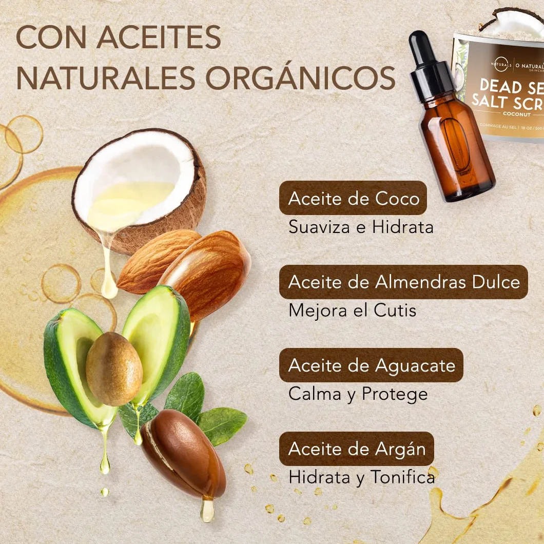 O Naturals Exfoliante de Aceite de Coco y Sal del Mar Muerto, Limpieza Profunda 500gr