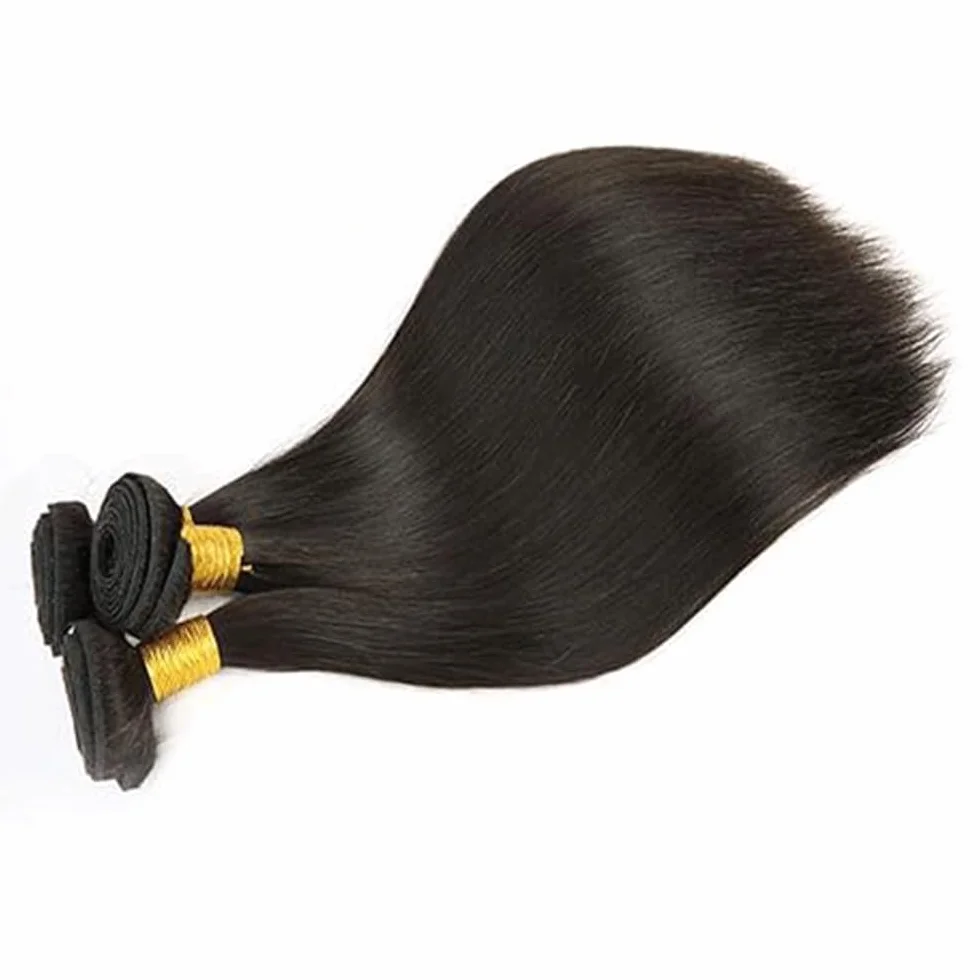 Peluca recta para mujer, paquetes de cabello humano sin procesar brasileño, extensiones de cabello humano virgen brasileño #1B Natural Black Cabello Humano, paquete con una cobertura mínima