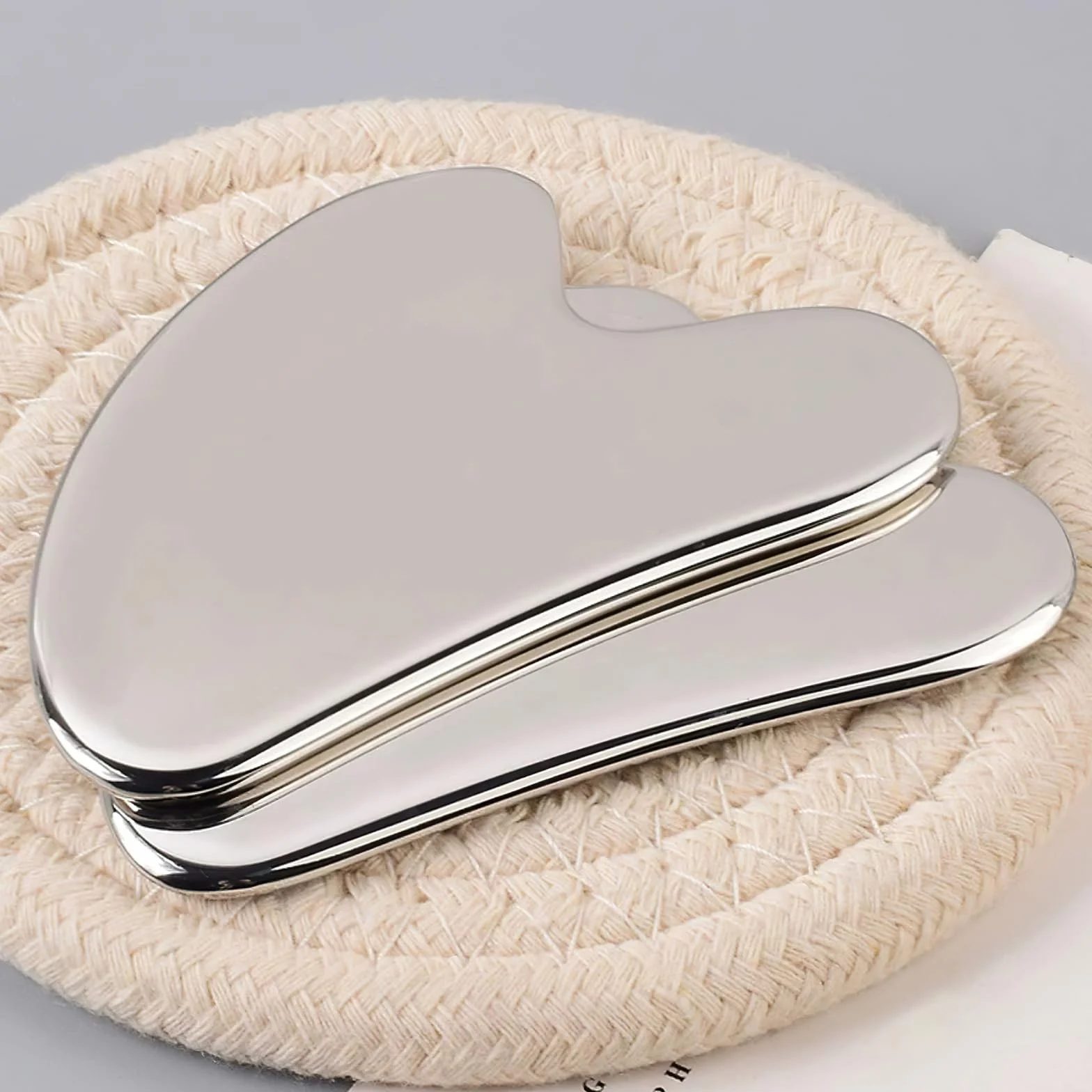 Gua Sha Acero Inoxidable, Herramienta GuaSha Facial, Rascador de Masaje para Drenaje Linfático