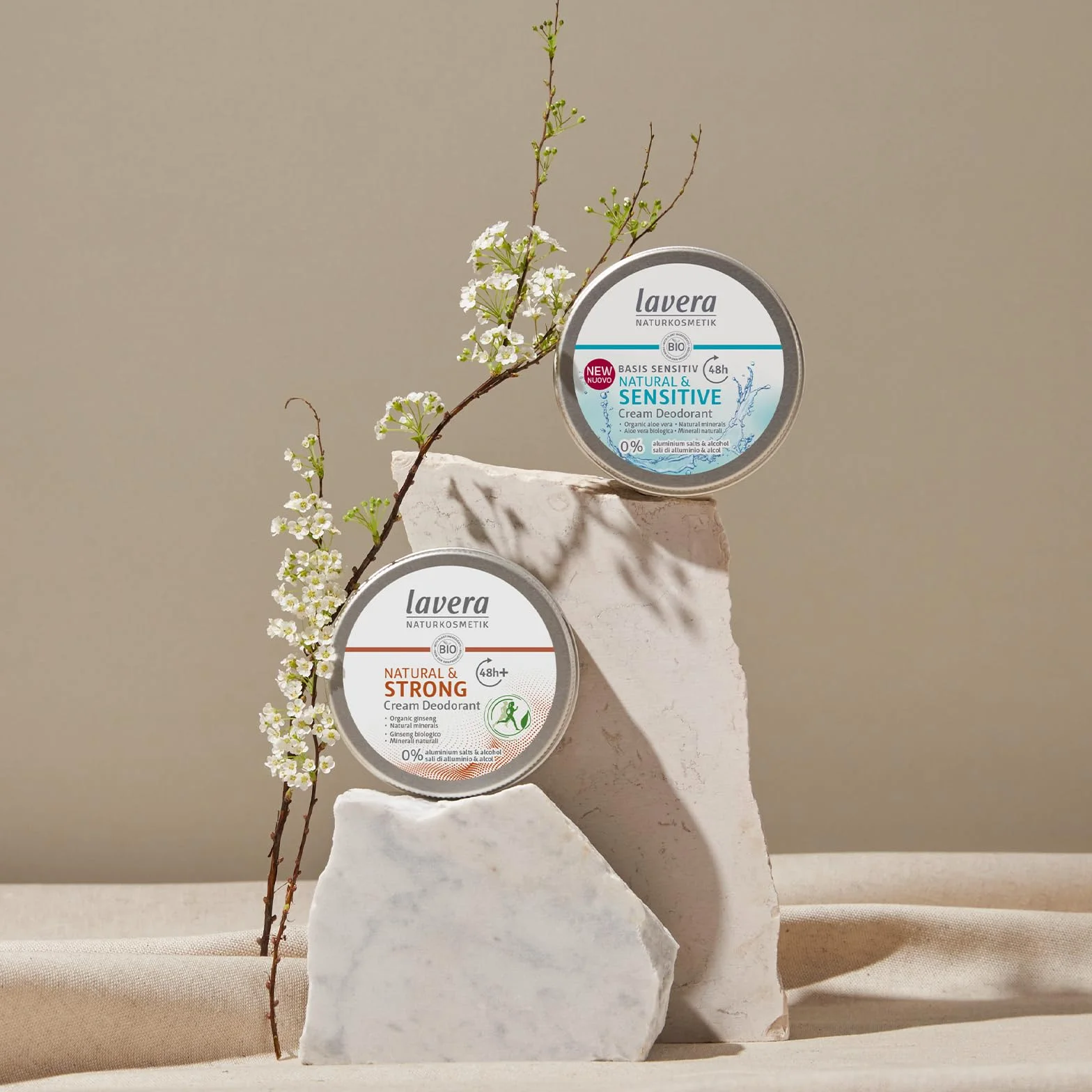 lavera Crema desodorante natural fuerte vegana ginseng orgánico minerales sin aluminio 48 horas protección 50 ml
