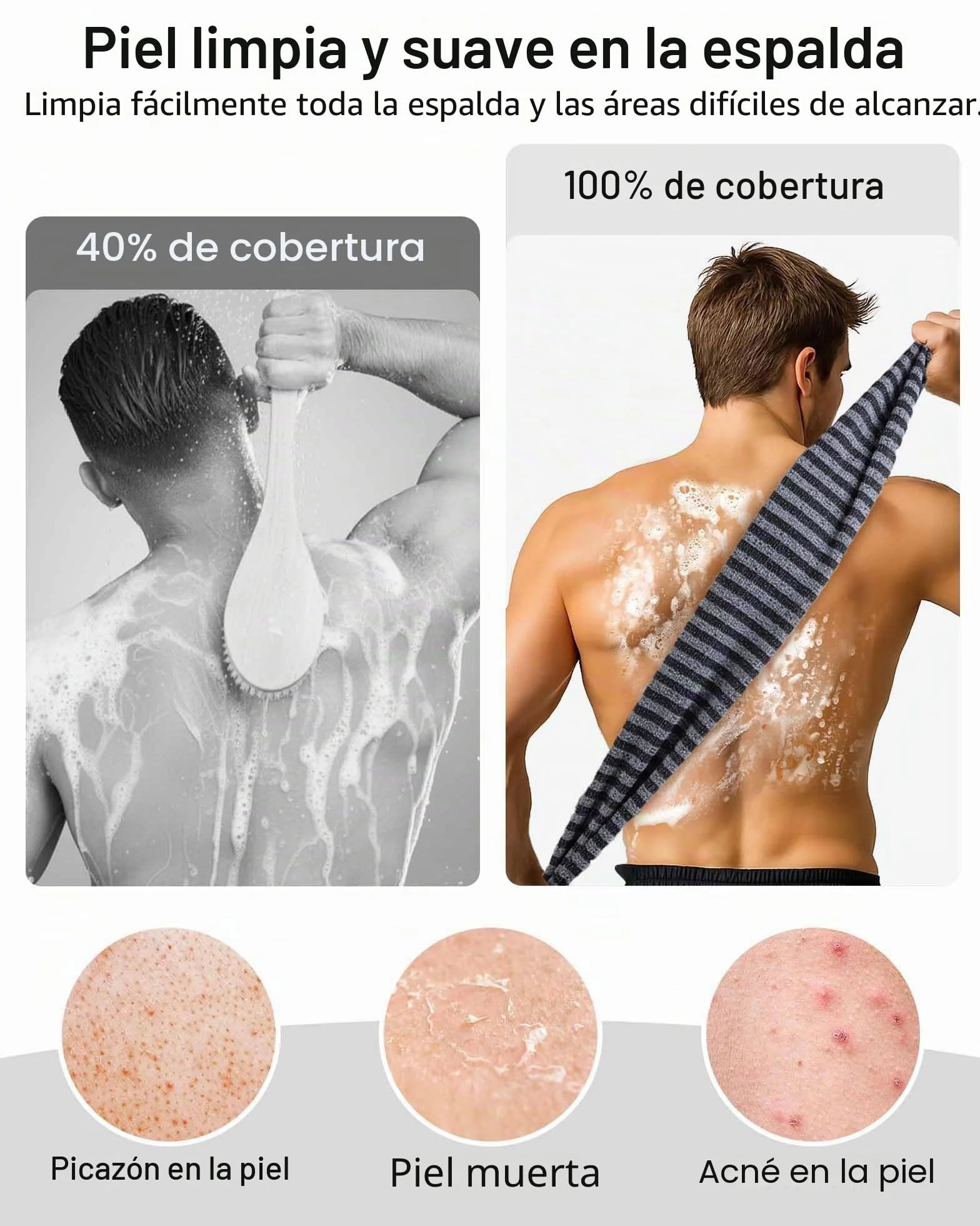 Yiclick Paquete de 2 Toallas Exfoliantes - Esponja de Lufa para Cuerpo - Exfoliante de Espalda Suave y Áspera