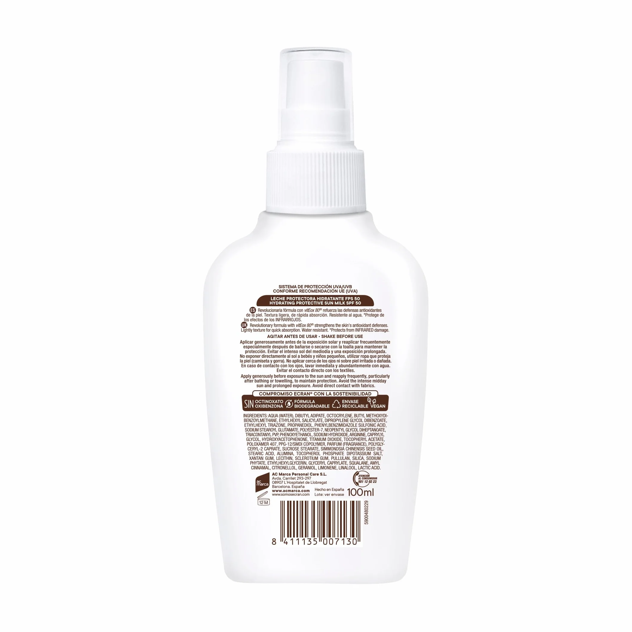 Sunnique Spray Protector FPS 50 100 ml Protección UVB UVA IR-A Resistente al Agua