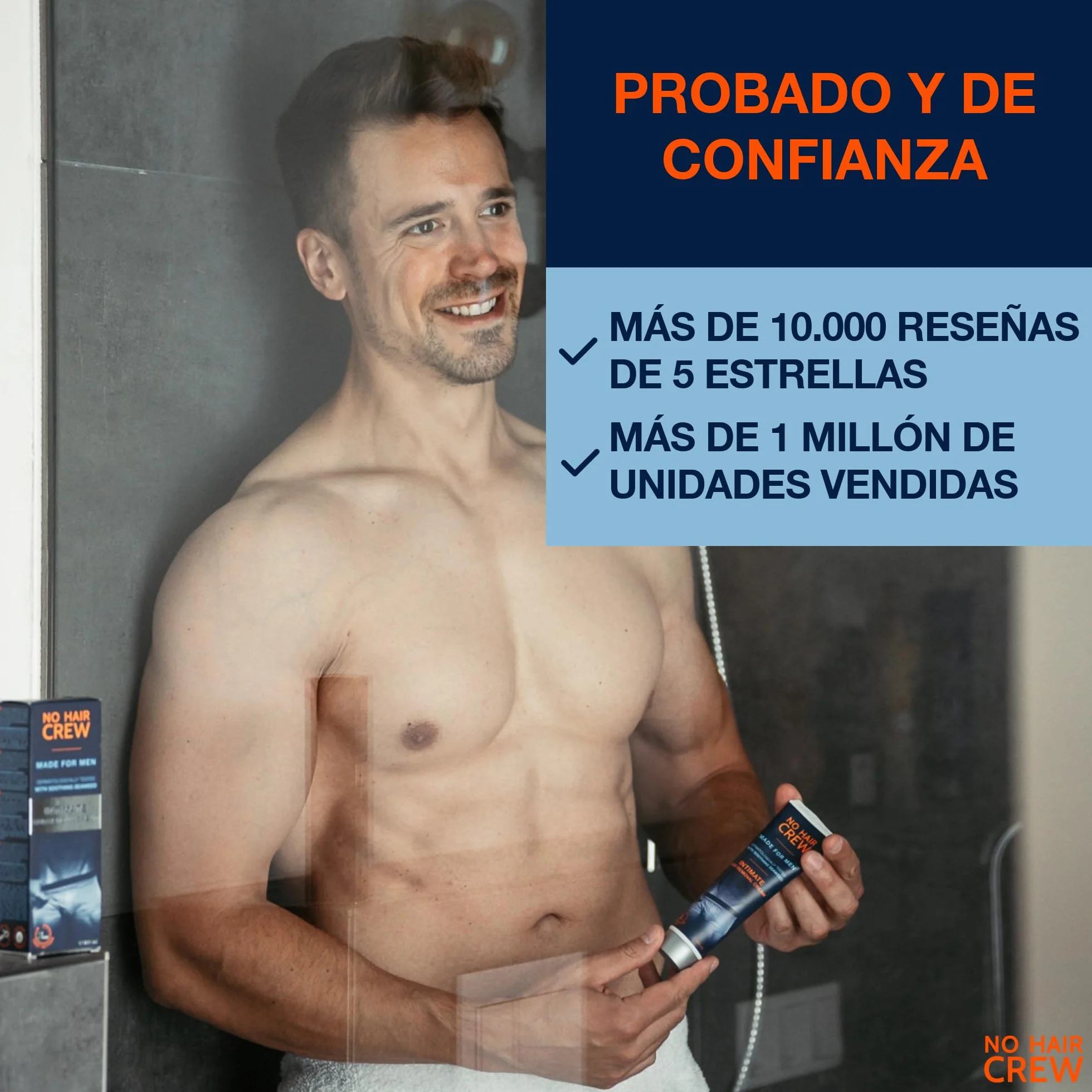 Crema Depilatoria Íntima Premium 100 ml NO HAIR CREW Extra Suave para Hombres