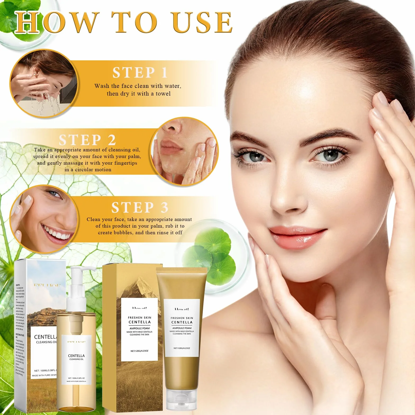 Centella Cleansing Oil + Centella Limpiador Facial, Extracto de Centella Asiática de Madagascar, Aceite Limpiador Facial Coreano