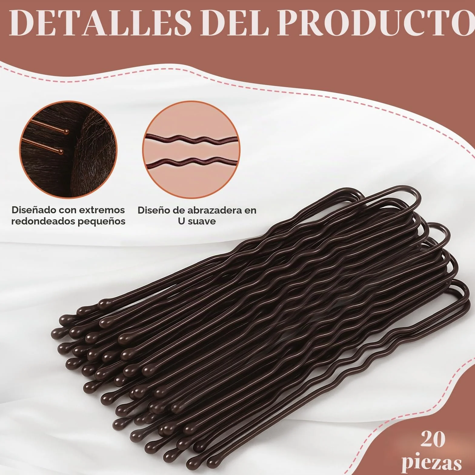 Mallas para el cabello para moños 20 piezas con horquillas en forma de U 50 cm/20 pulgadas para mujeres niñas bailarinas