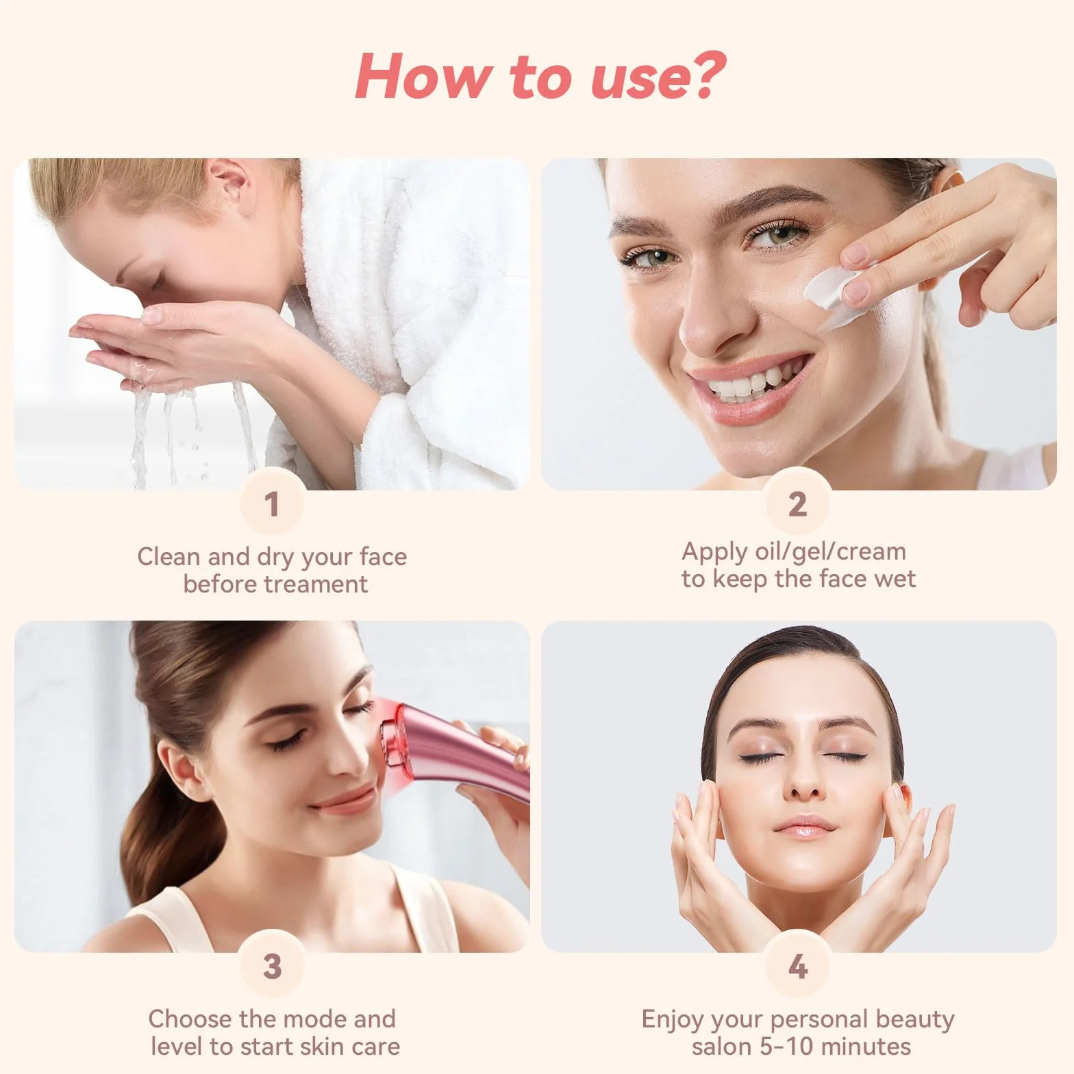 CARER BEAUTY Dispositivo de Radiofrecuencia Facial Masajeador Facial Contra las Arrugas y 3 Terapias de Luz LED para Reducir las Líneas Finas Reafirmar la Piel y Anti-Envejecimiento