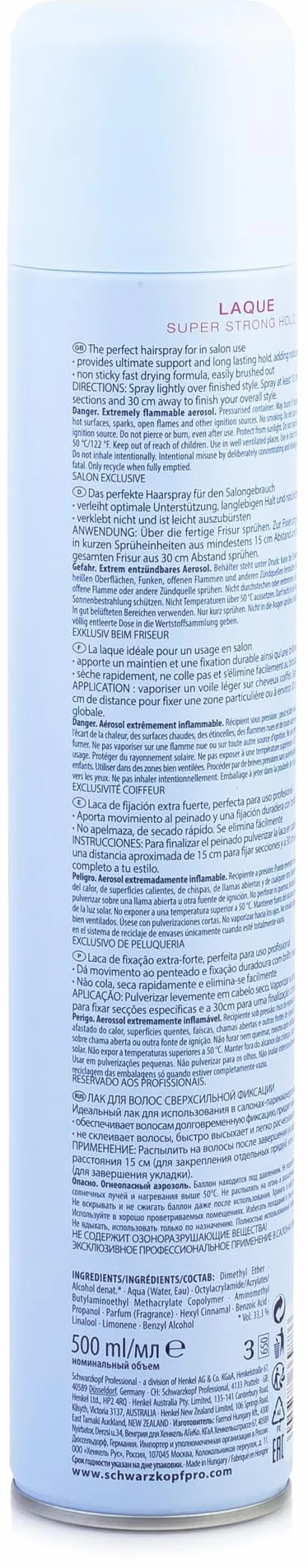 SCHWARZKOPF PROFESSIONELLE LACA AEROSOL 500 ml