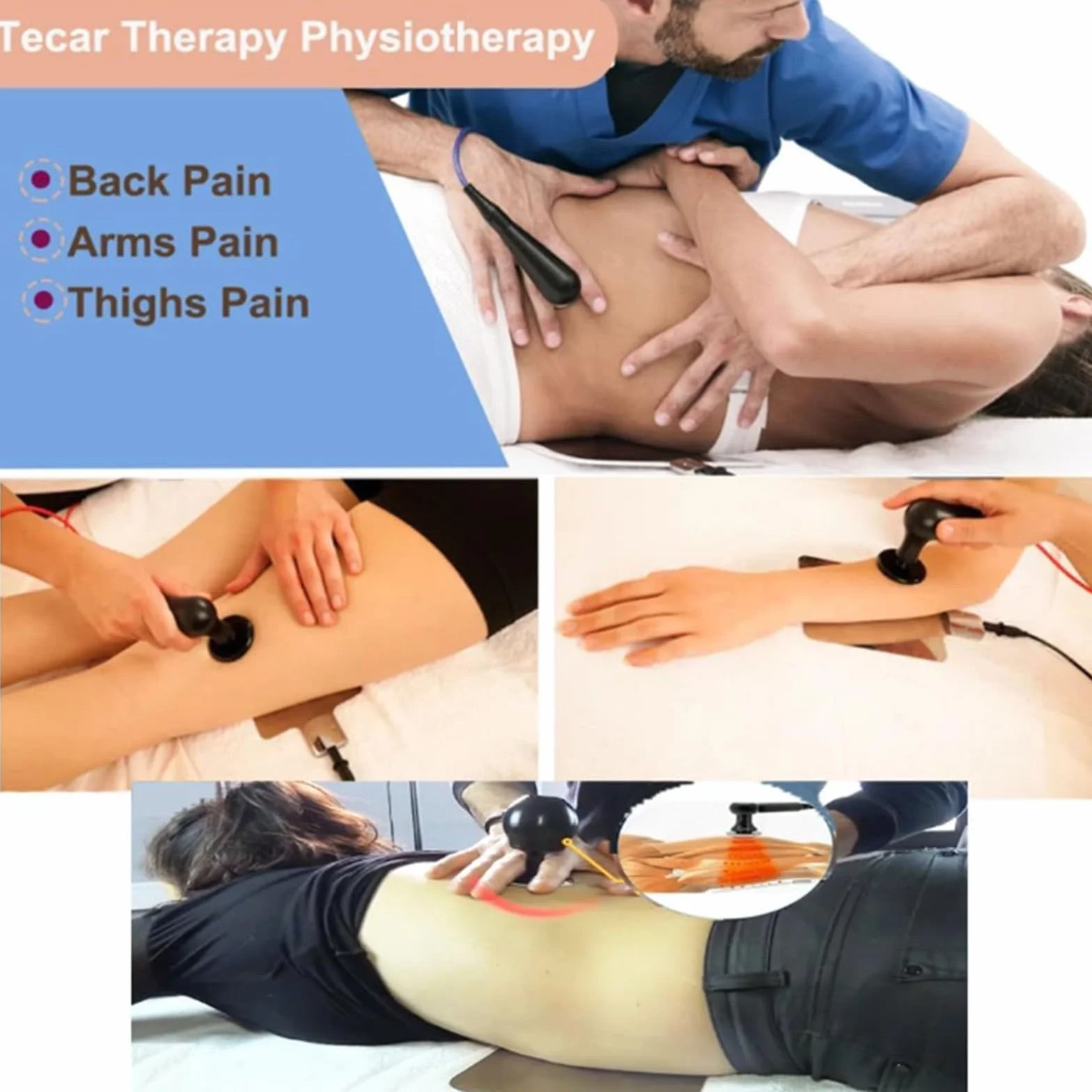 448KHZ Therapy Machine RES CET Monopole RF Transferencia De Energía Dispositivo De Diaterapia Para El Dolor Muscular Aliviar La Celulitis Reducir El Calentamiento Profundo