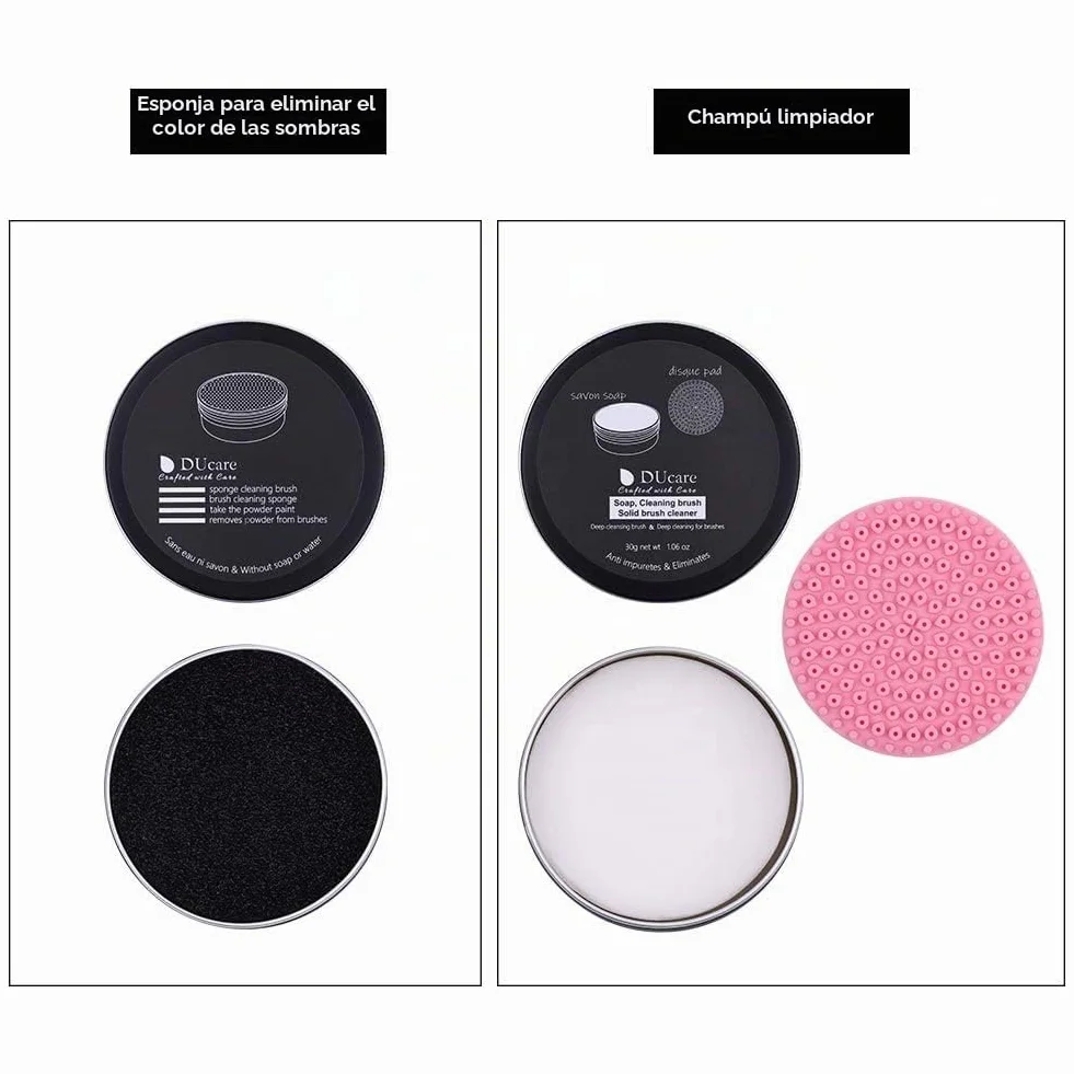 DUcare limpiador de brochas de maquillaje 2 piezas jabón 60g esponja eliminación color almohadilla silicona