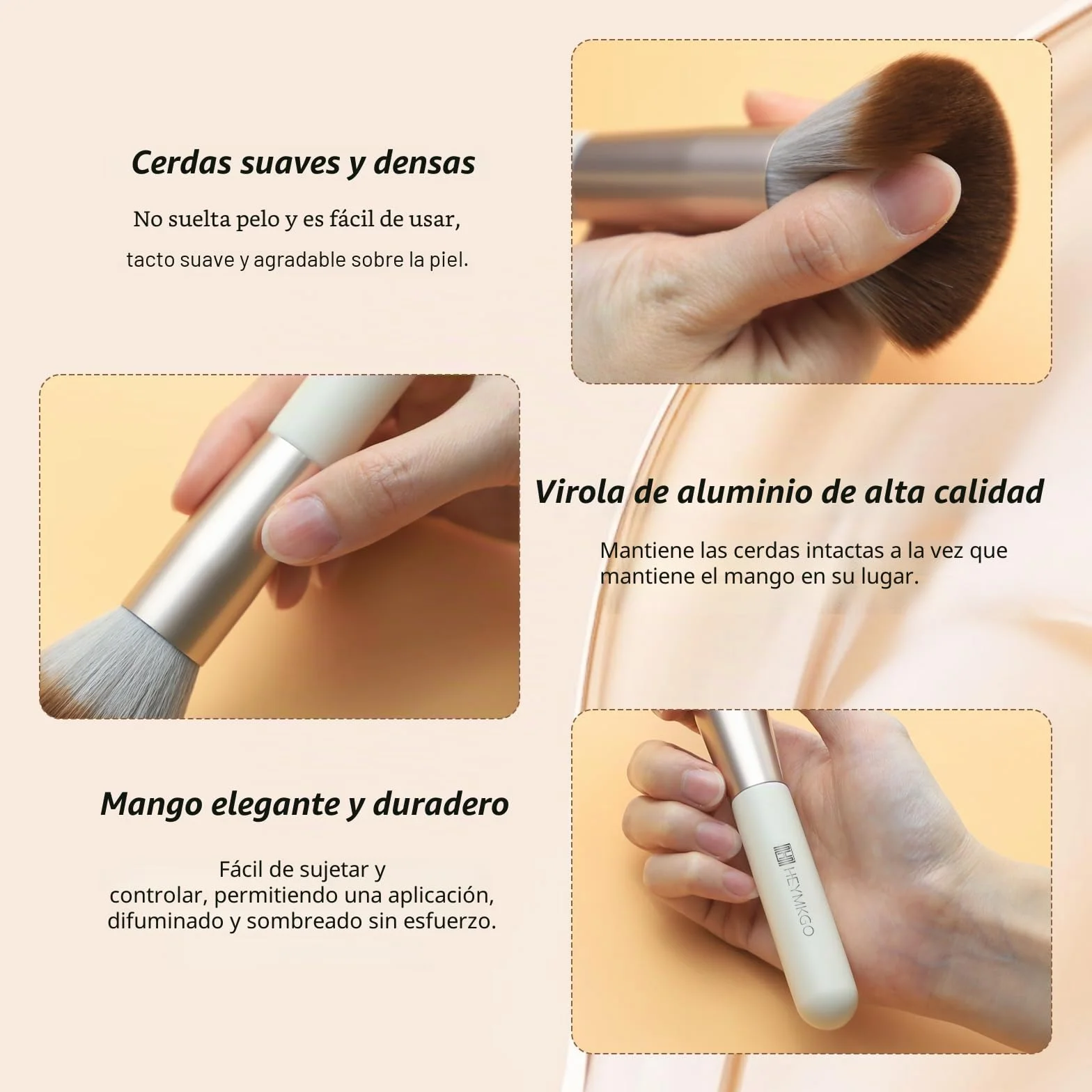 HEYMKGO 18 Piezas Pinceles de Maquillaje Profesional Sintéticos con Difusores y Bolsa de Viaje