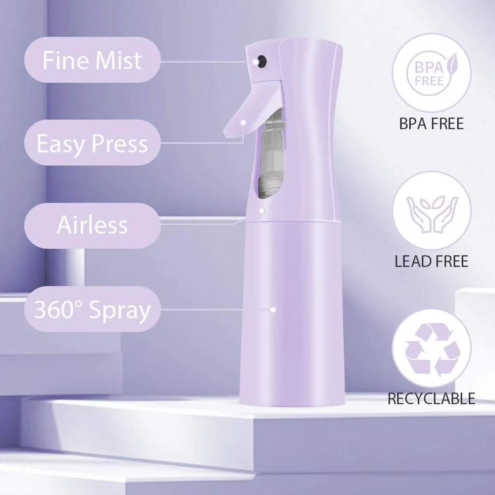 Botella Pulverizador Agua 200ml Reutilizable Recargable para Peinado Plantas Mascotas Limpieza Morado