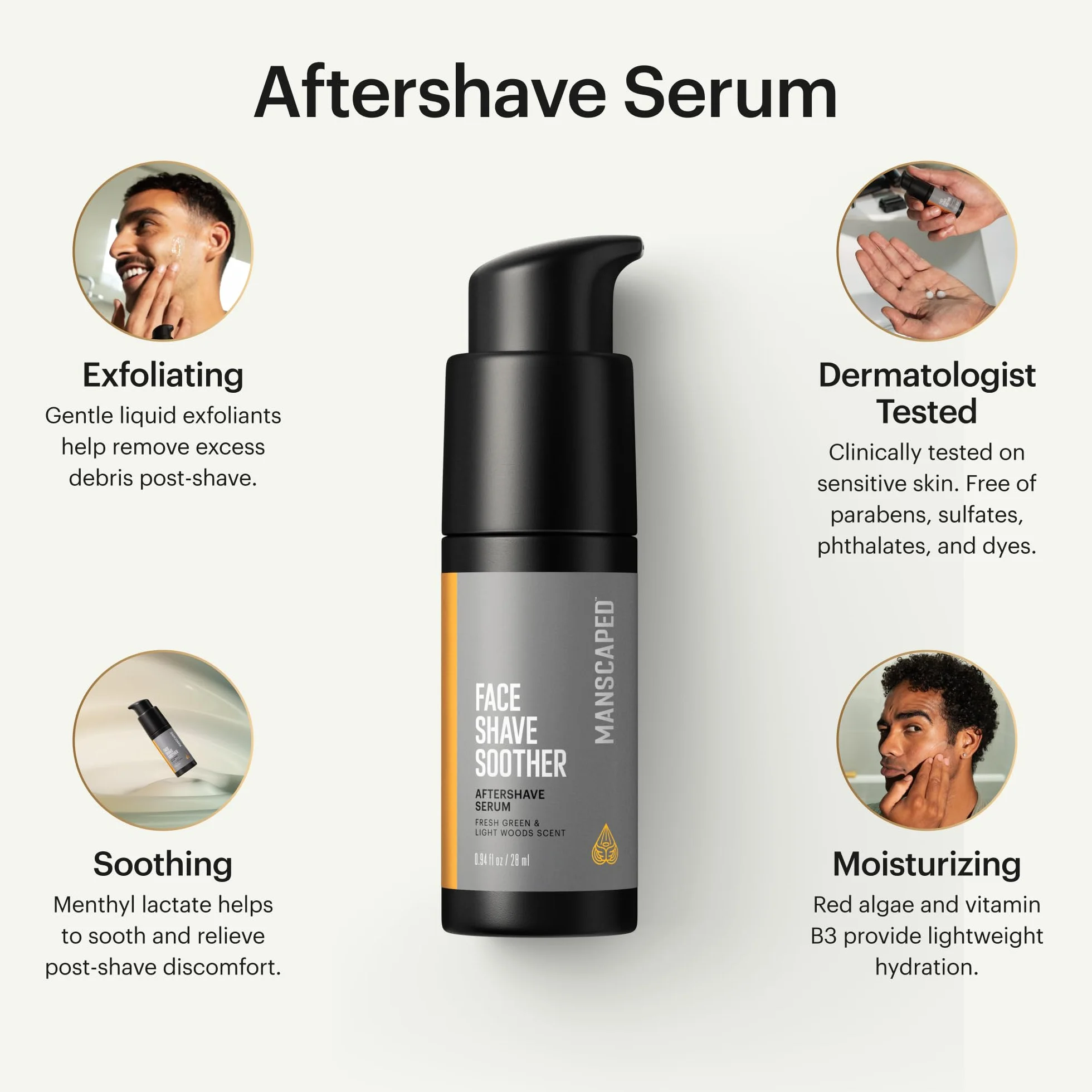 MANSCAPED® Face Shave Soother, suero post afeitado para hombres, 28 ml