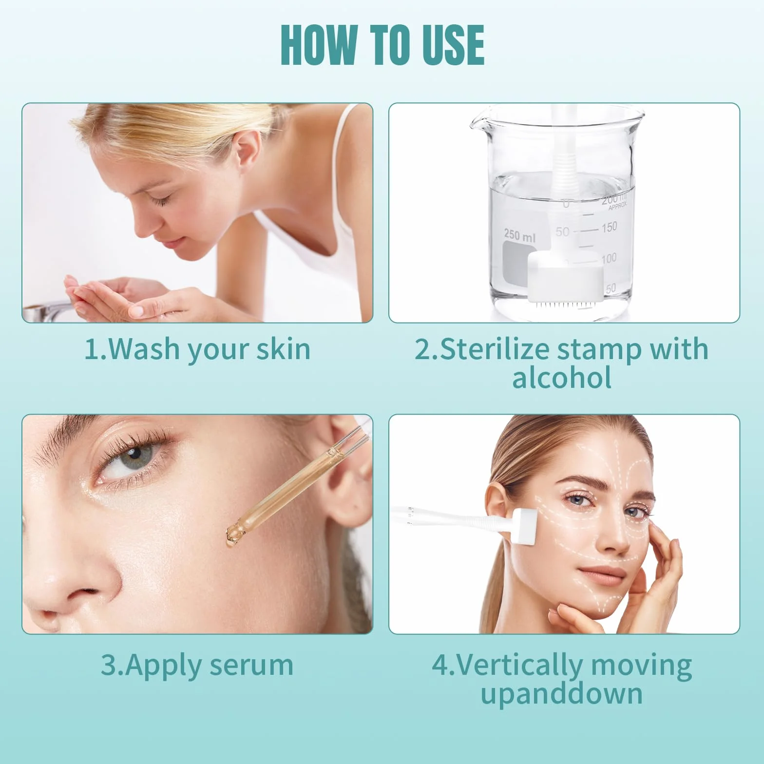 GEMERRY Derma Stamp 140 Agujas Ajustable 0-3mm para Crecimiento del Cabello y Barba