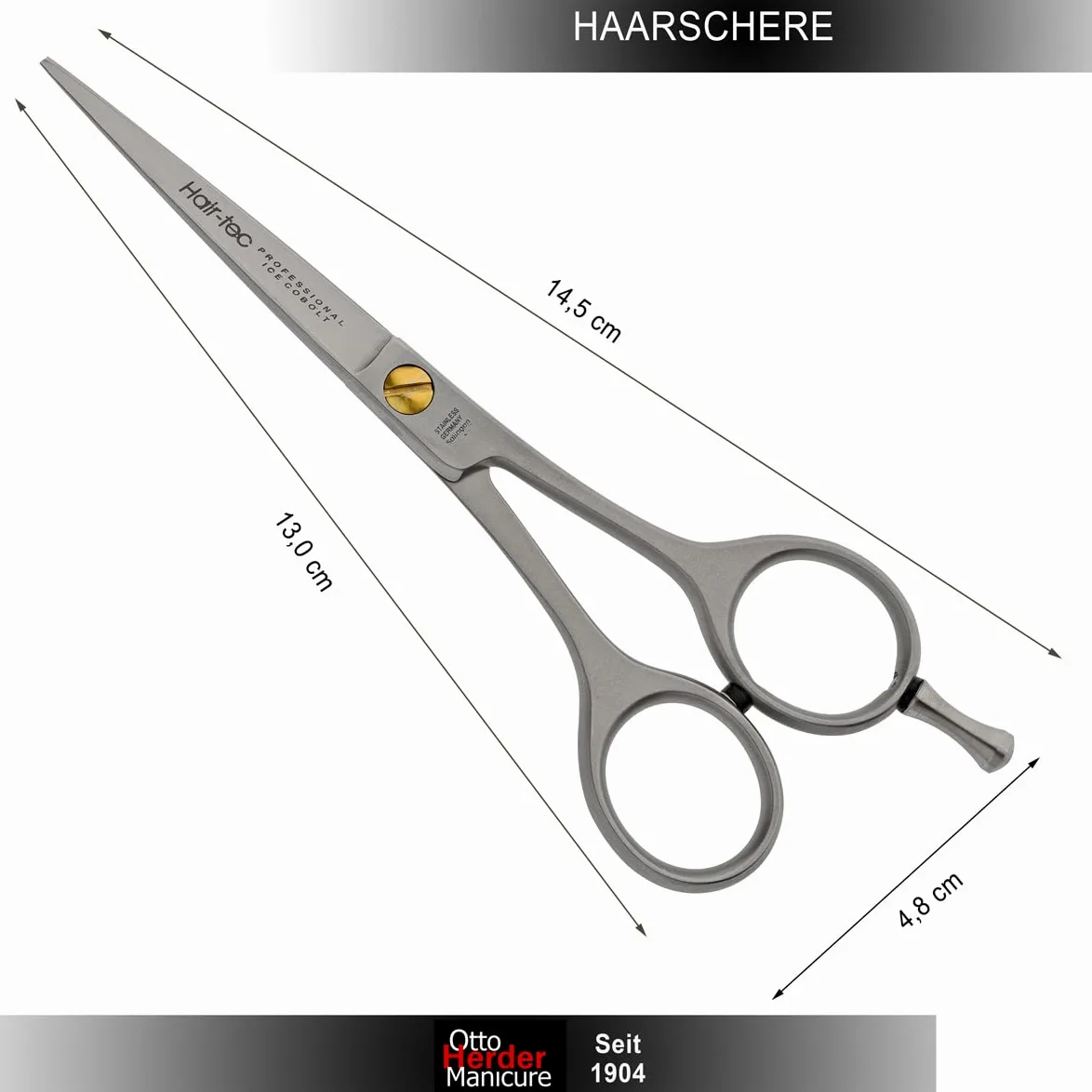 Otto Herder manicure Tijeras de peluquería de 12,8 cm, inoxidables, con microdentado unilateral, tijeras extra afiladas para peinar de Solingen