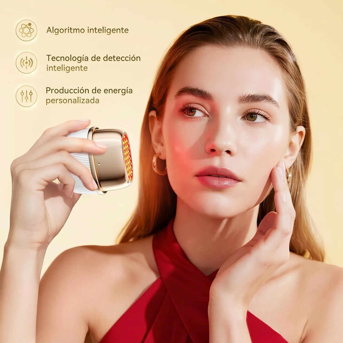 ANLAN Mini Radiofrecuencia Facial, 24K Oro RF Aparato Reafirmante y Antiarrugas, EMS Masajeador Facial Antienvejecimiento, 3 Modos, 3 Niveles, IPX6