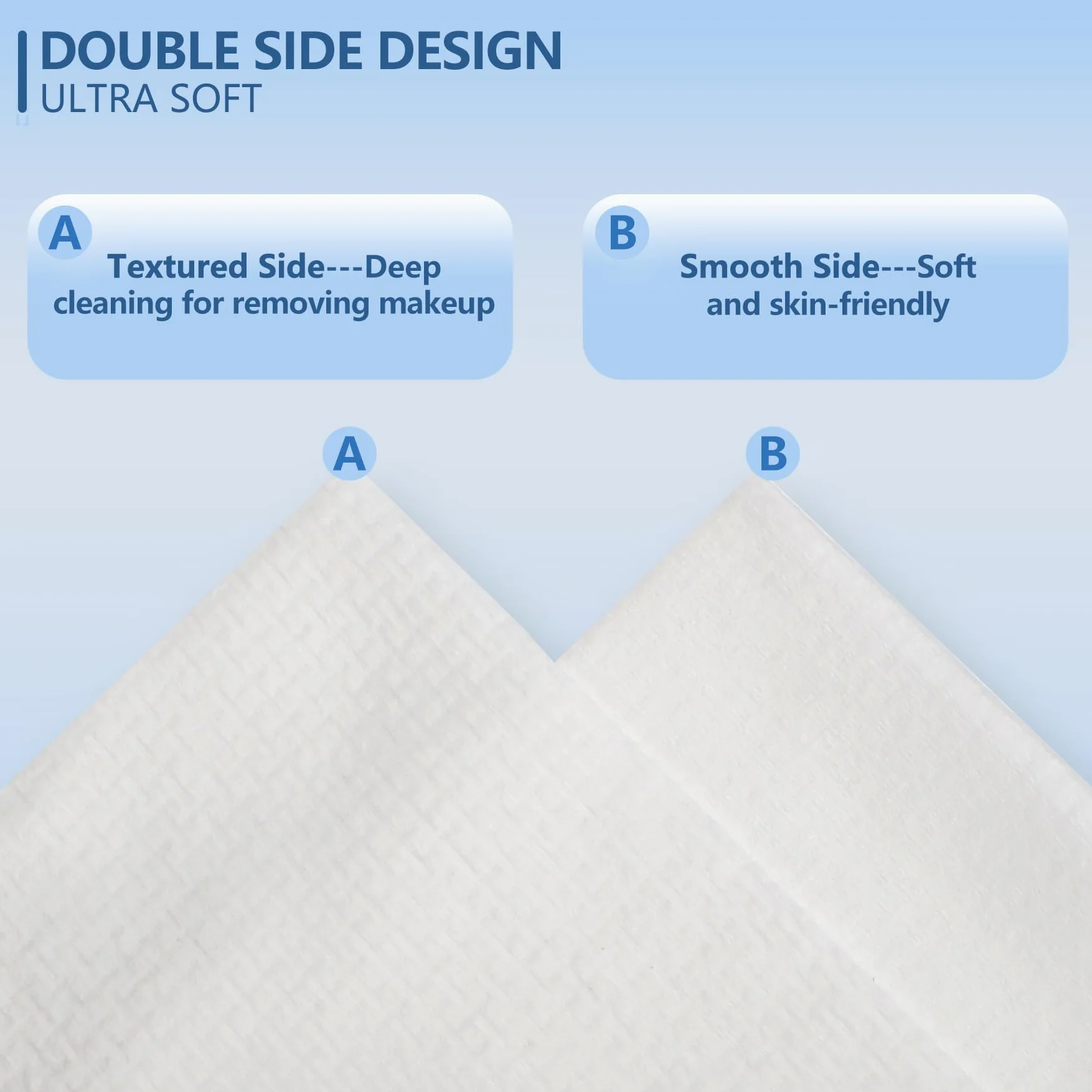Toallas faciales desechables, toallas faciales extragrandes de 12 x 12 pulgadas, toallas faciales ultra suaves para pieles sensibles, toallitas secas desmaquillantes, 165 unidades (3 paquetes de 55)