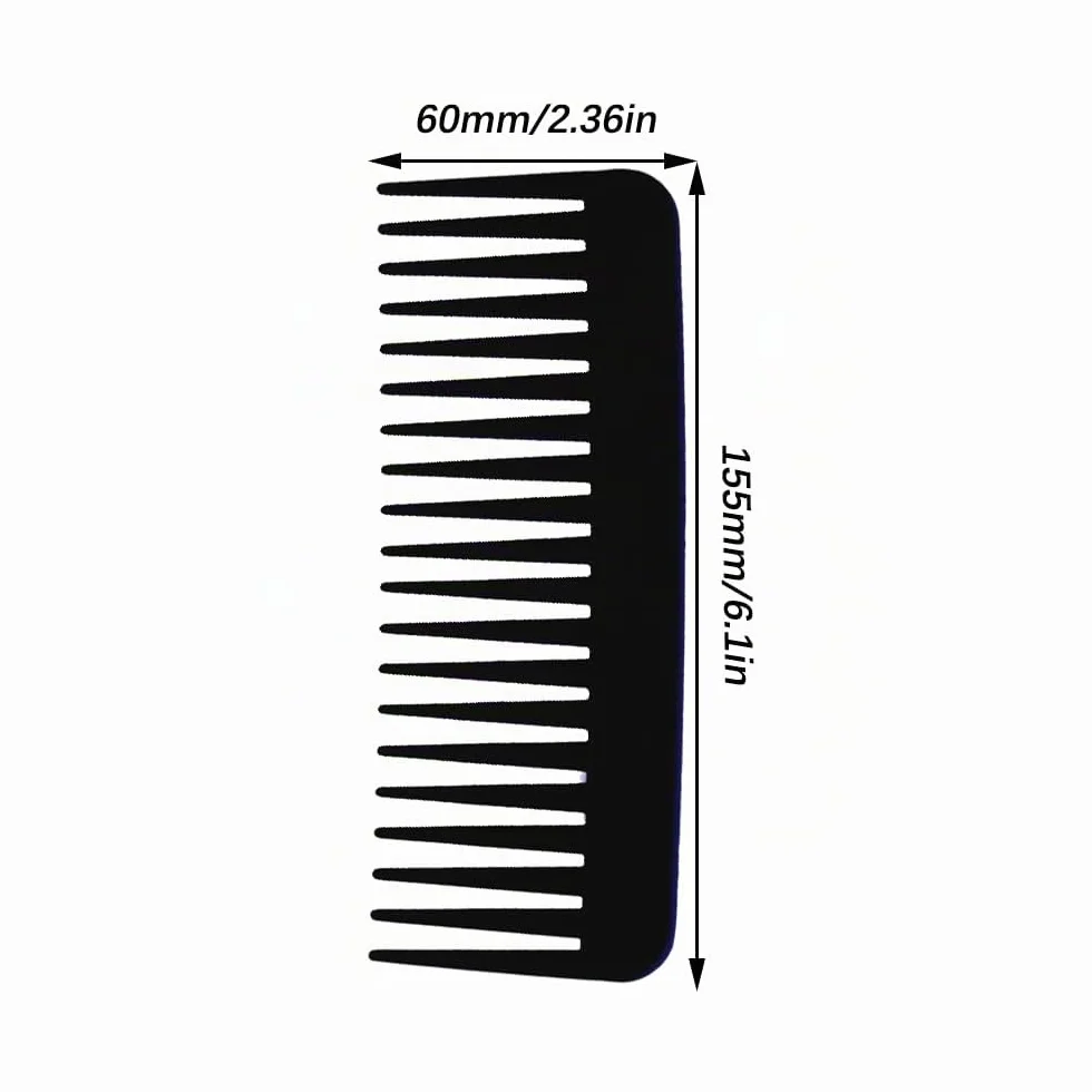 Peine de Dientes Anchos Grande para Desenredar Cabello Rizado Seco y Húmedo Negro