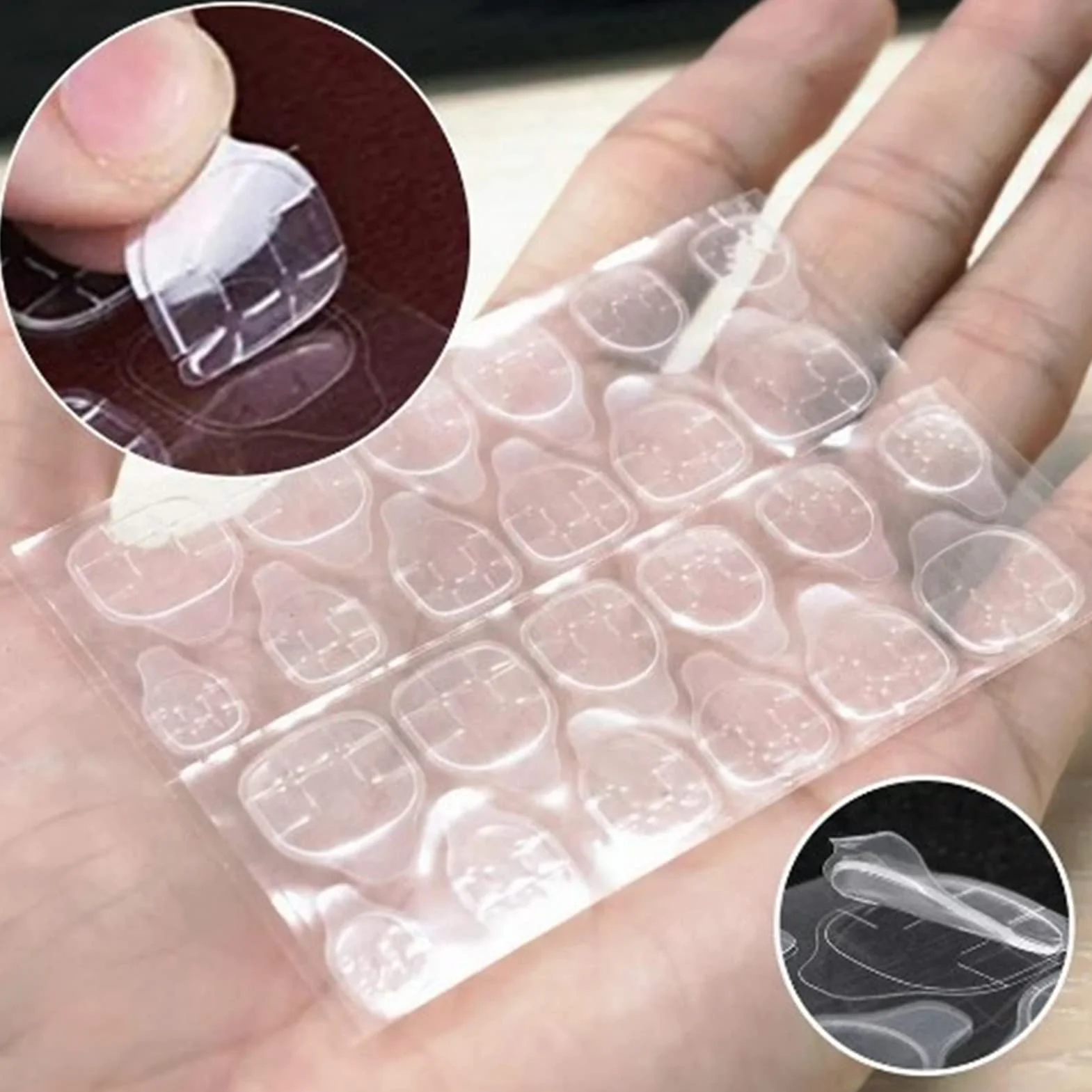 Naroote Pestañas Adhesivas de Uñas de Doble Cara Transpirables para una Fácil Eliminación, 50 Hojas de Pegatinas Finas de Pegamento para Uñas para una Manicura Duradera