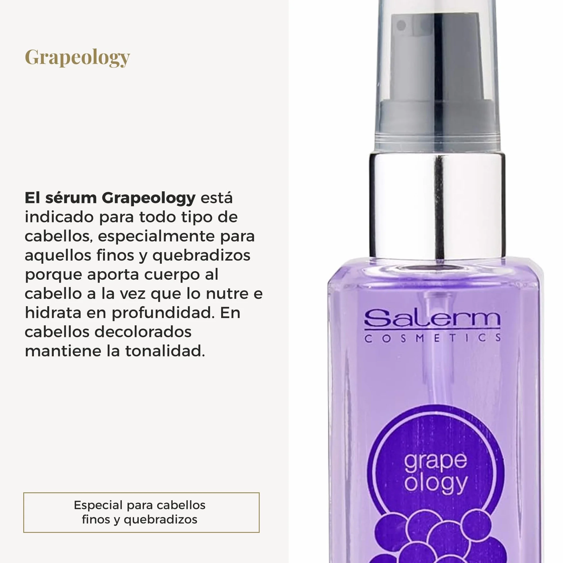 SALERM - Aceite Pepita de Uva - Grapeology Biokera Natura - 60 ml - Reparador de Puntas - Sérum Hidratante para Pelo Seco y Dañado - Antioxidante - para Cabellos Blancos o Decolorados