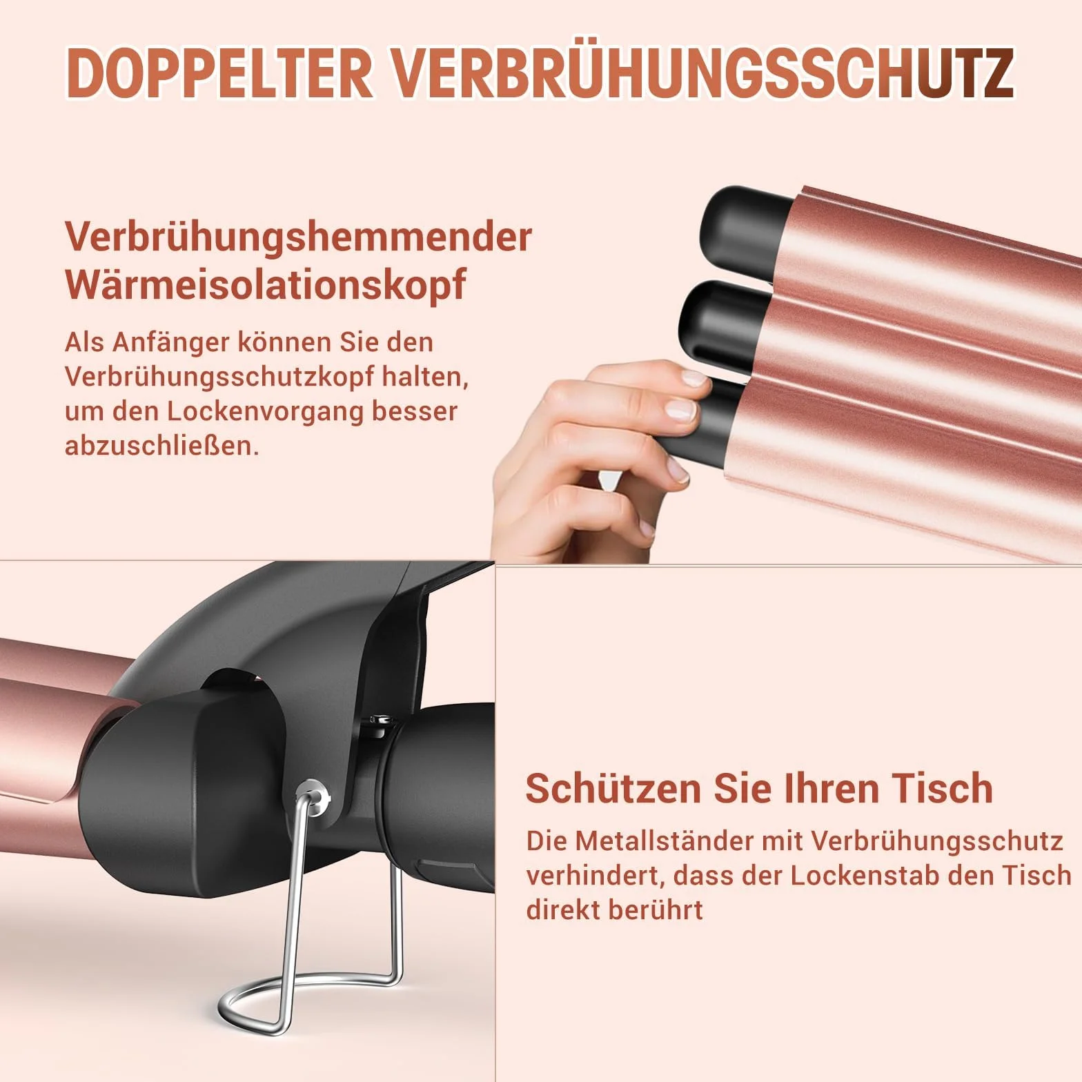 BESTOPE PRO Rizador Pelo Ondas 22mm Calentamiento Rápido Temperatura Ajustable