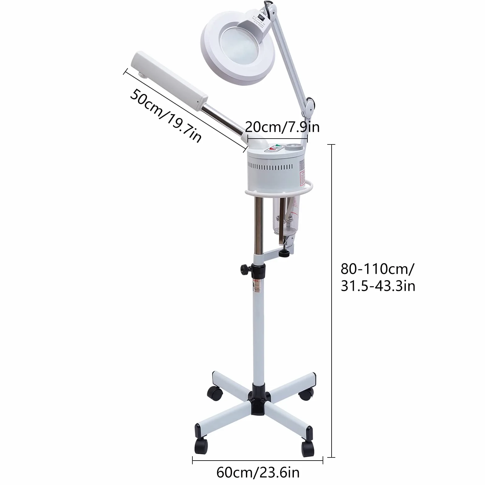 Vaporizador facial 2 en 1 y 5 luces LED con lupa, pulverizador facial, spa, belleza, ozono, vaporizador para hidratación y cuidado de la piel