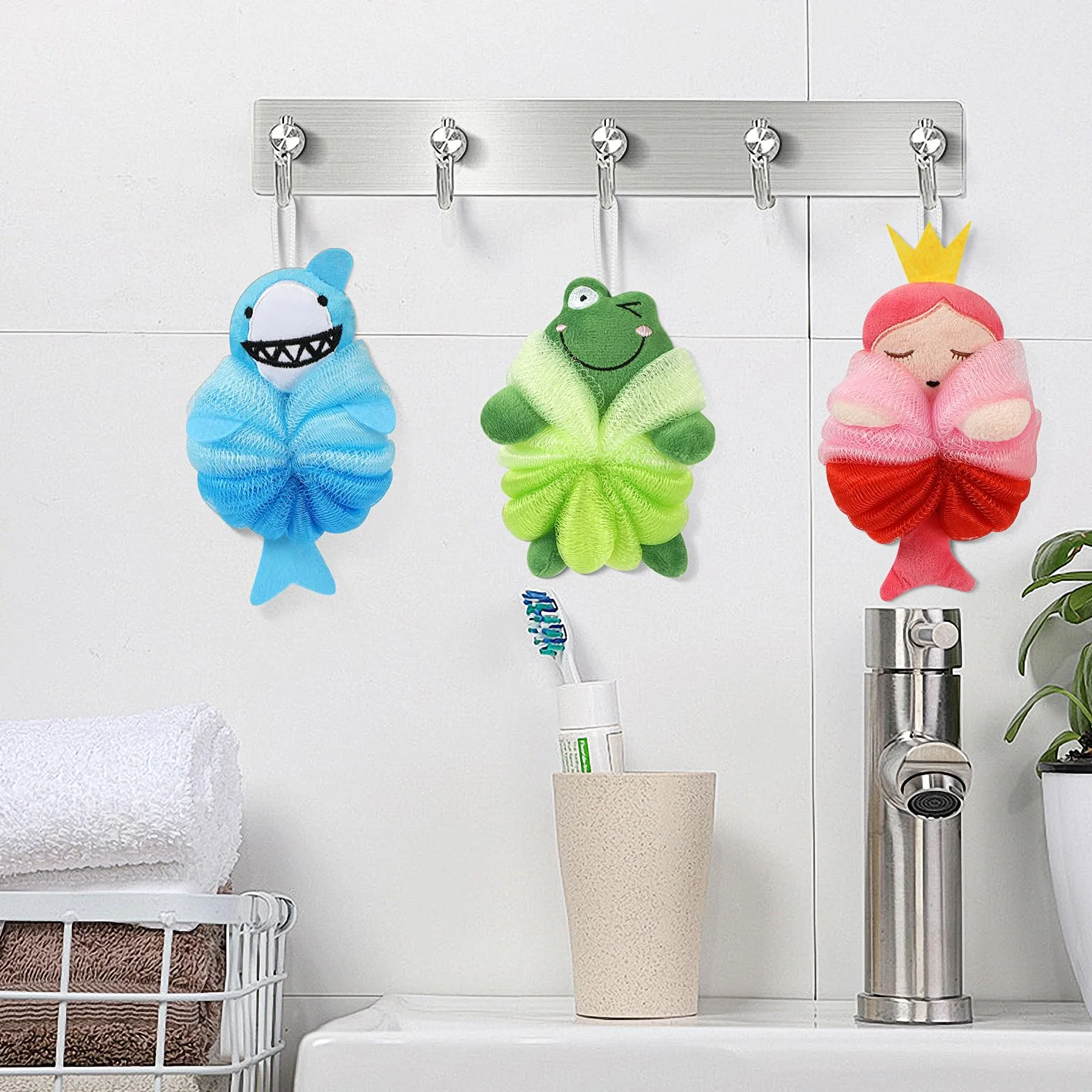 PHOGARY Esponja Baño Niños Animal Forma Luffa Exfoliante Corporal Malla