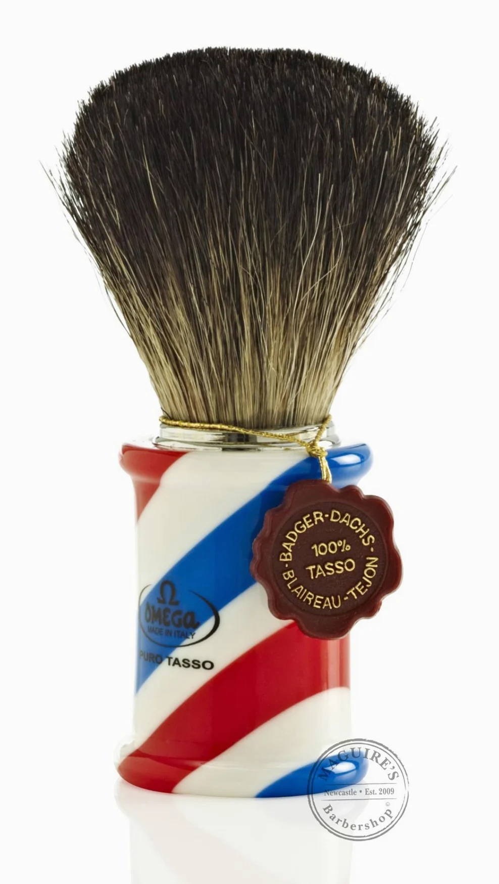 Brocha de Afeitar Tejón Negro "Barber Pole" Omega