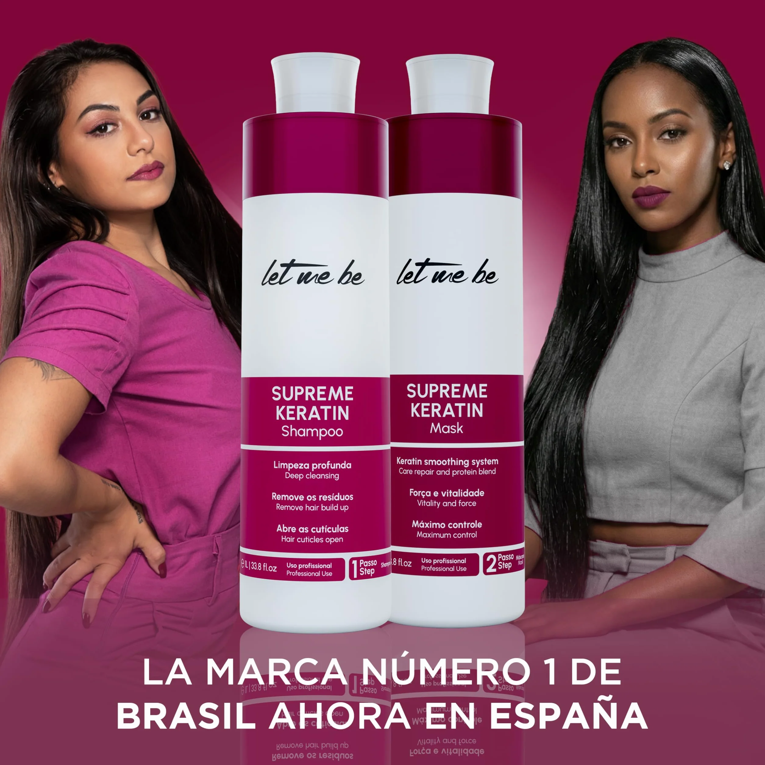 SupremeMask Keratina 2 en 1 Champú Antirresiduos Mascarilla Alisado Brasileño 2x500ml