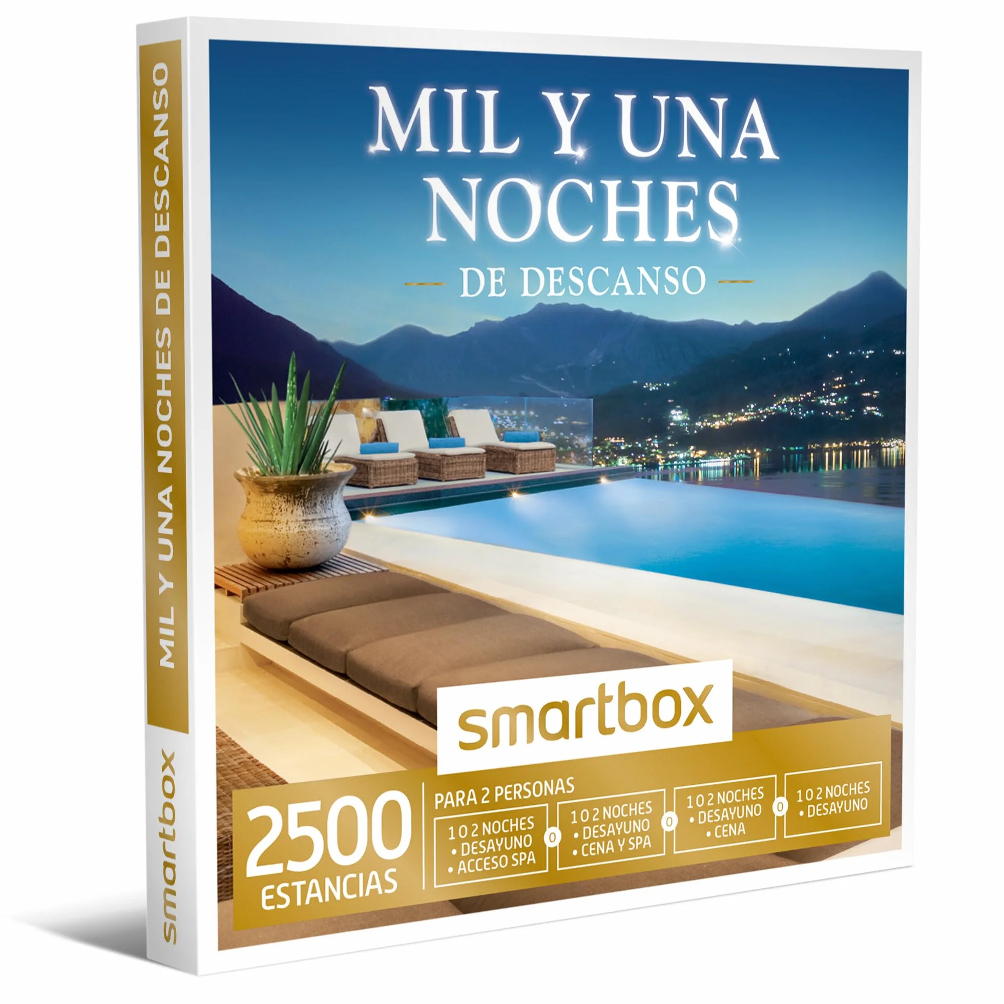 Smartbox Caja Regalo Mil y una Noches de Descanso, Idea de Regalo para Novias, 1 o 2 Noches con Desayuno, SPA o Cena para 2 Personas