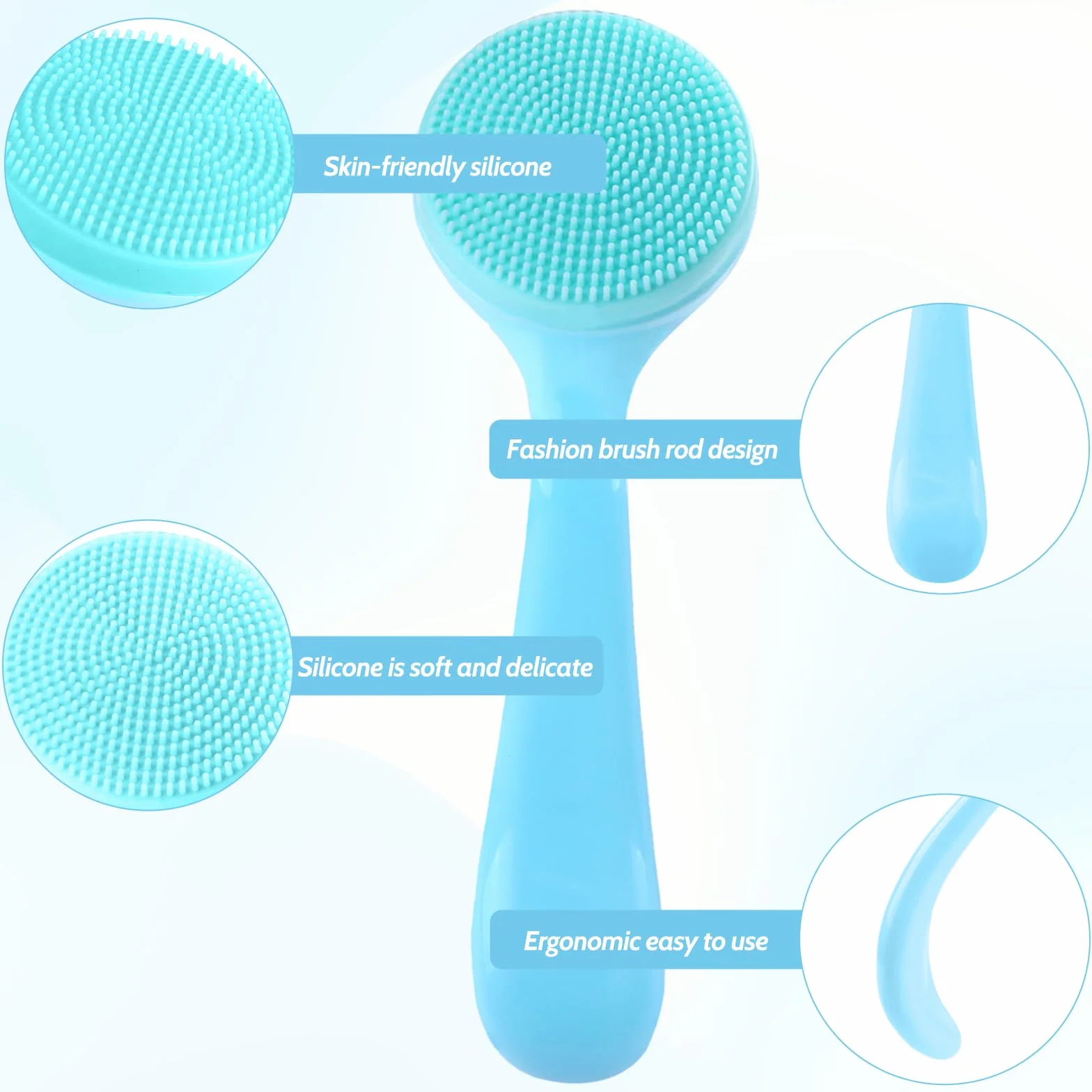 Paquete De 2 Cepillos Limpieza Facial Manual Silicona Limpiador Exfoliante Para Todo Tipo Piel