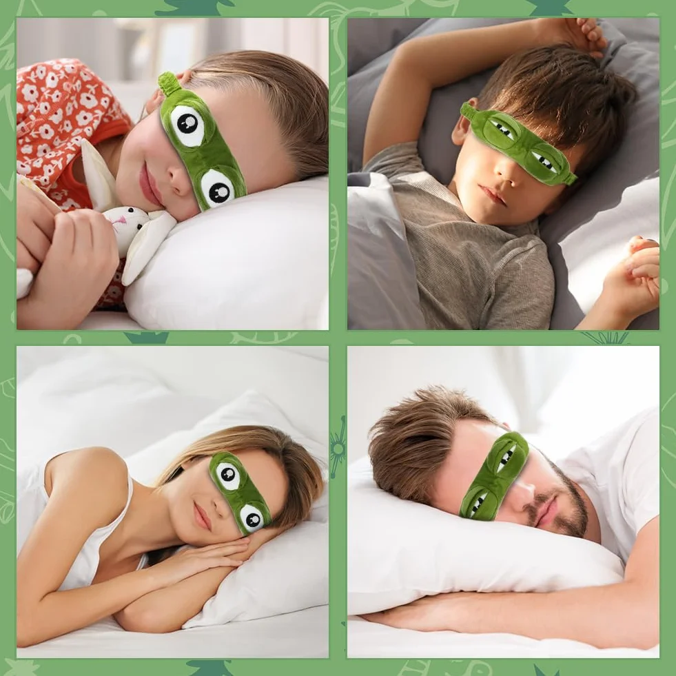 ACWOO Antifaz de Rana 3D para Dormir, Máscara Ocular de Pelusa, Viaje para Niños Hombres Mujeres