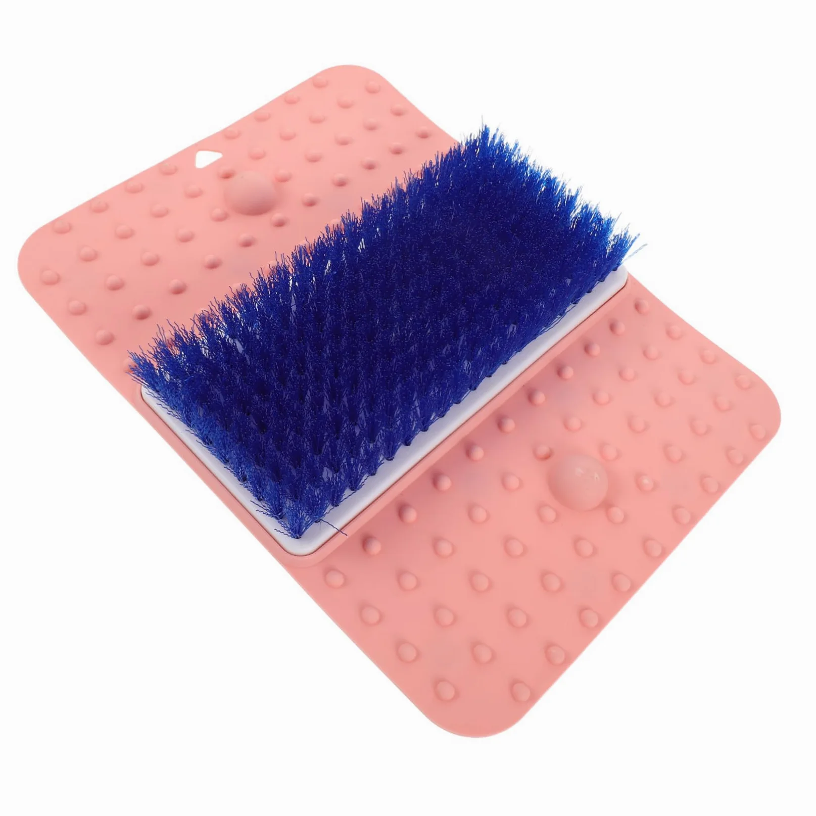 Limpiador de Pies para Ducha Rosa con Cepillo Integrado Antideslizante | Tpr y Pvc, Masaje y Exfoliación de Talones, Uso en Baño o Viaje, Formato de Alfombrilla con Ventosas