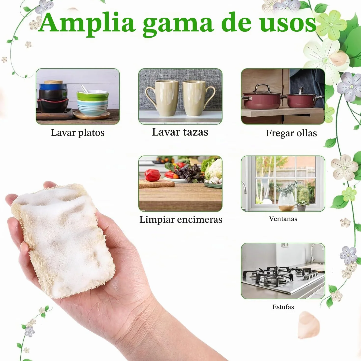 MEISO Esponjas de Luffa Naturales 12 PCS Fibra Vegetal Ecológica Biodegradable Antiarañazos